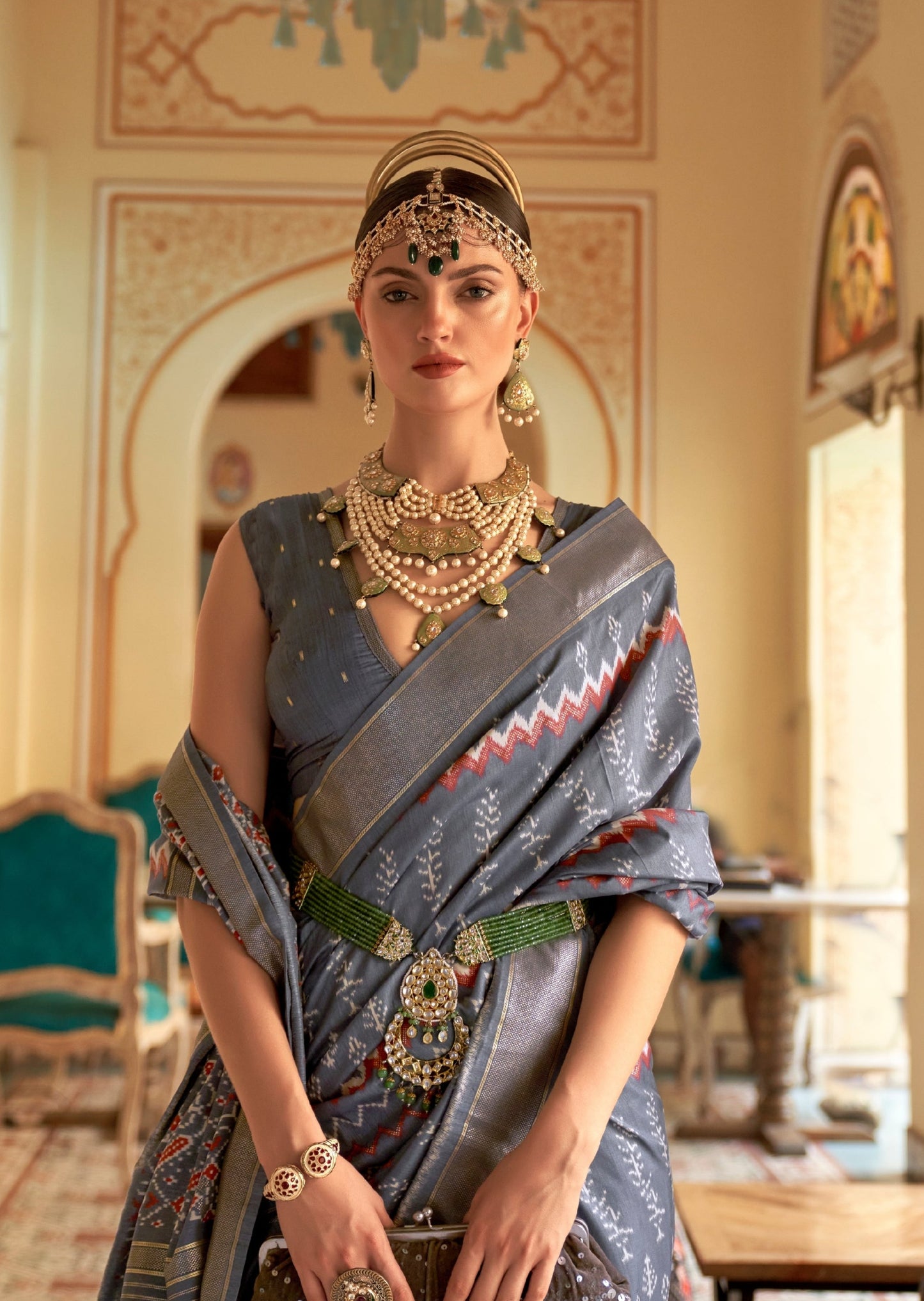 Grey Patola Saree