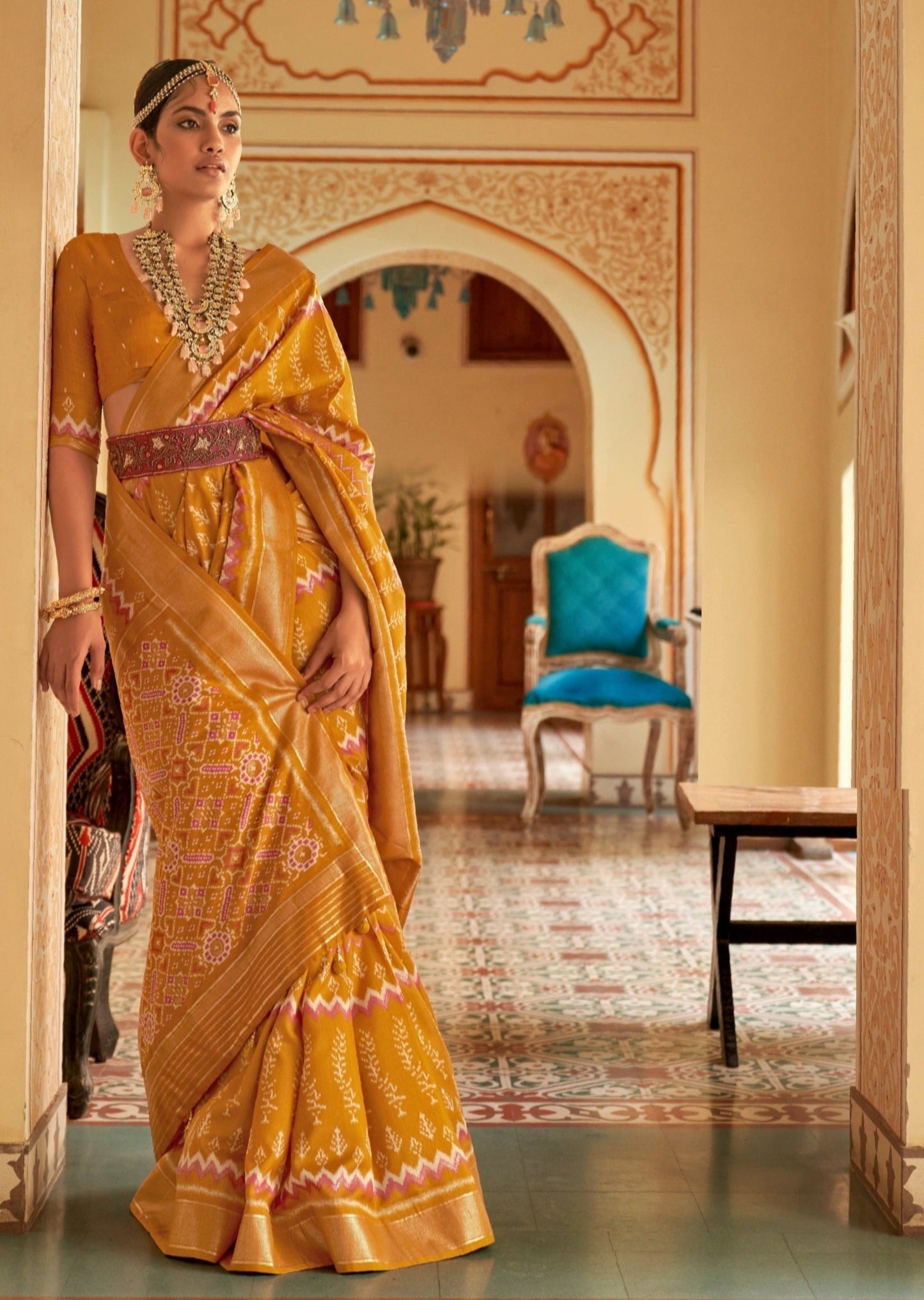 Yellow Patola saree online shopping.