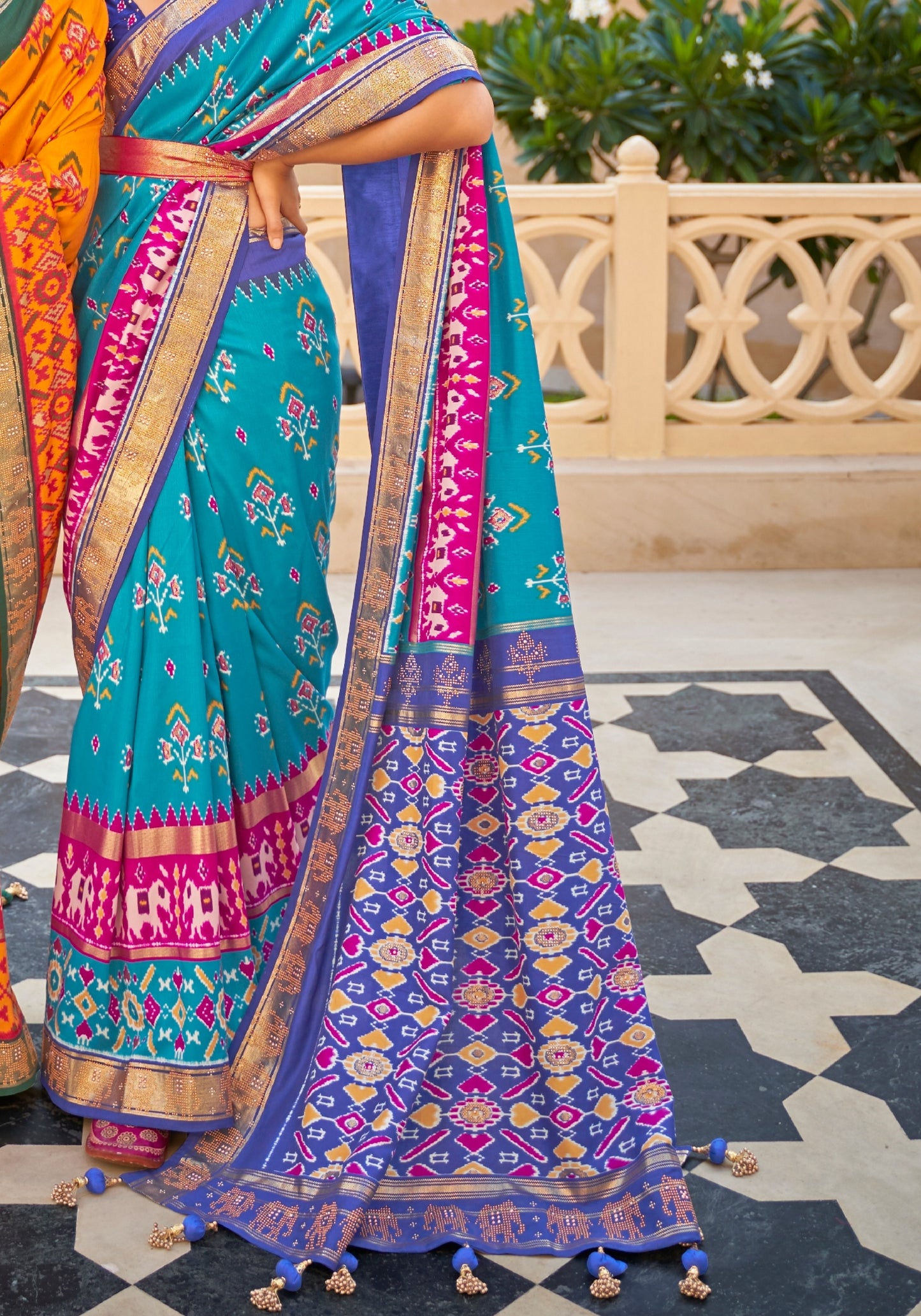 Blue Firozi Patola Saree