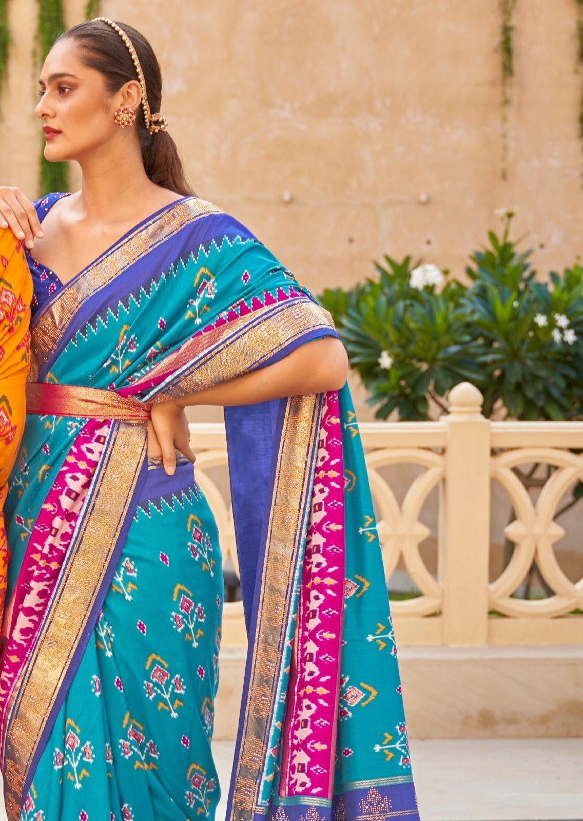 Blue Firozi Patola Saree