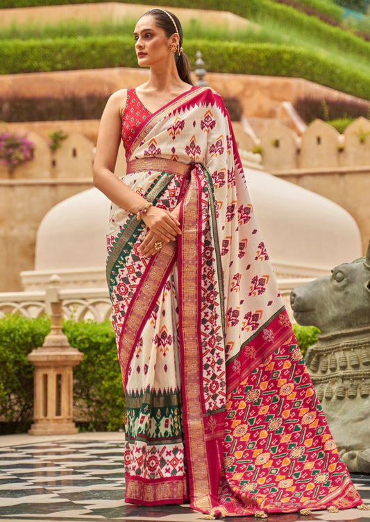 White Patola saree online.