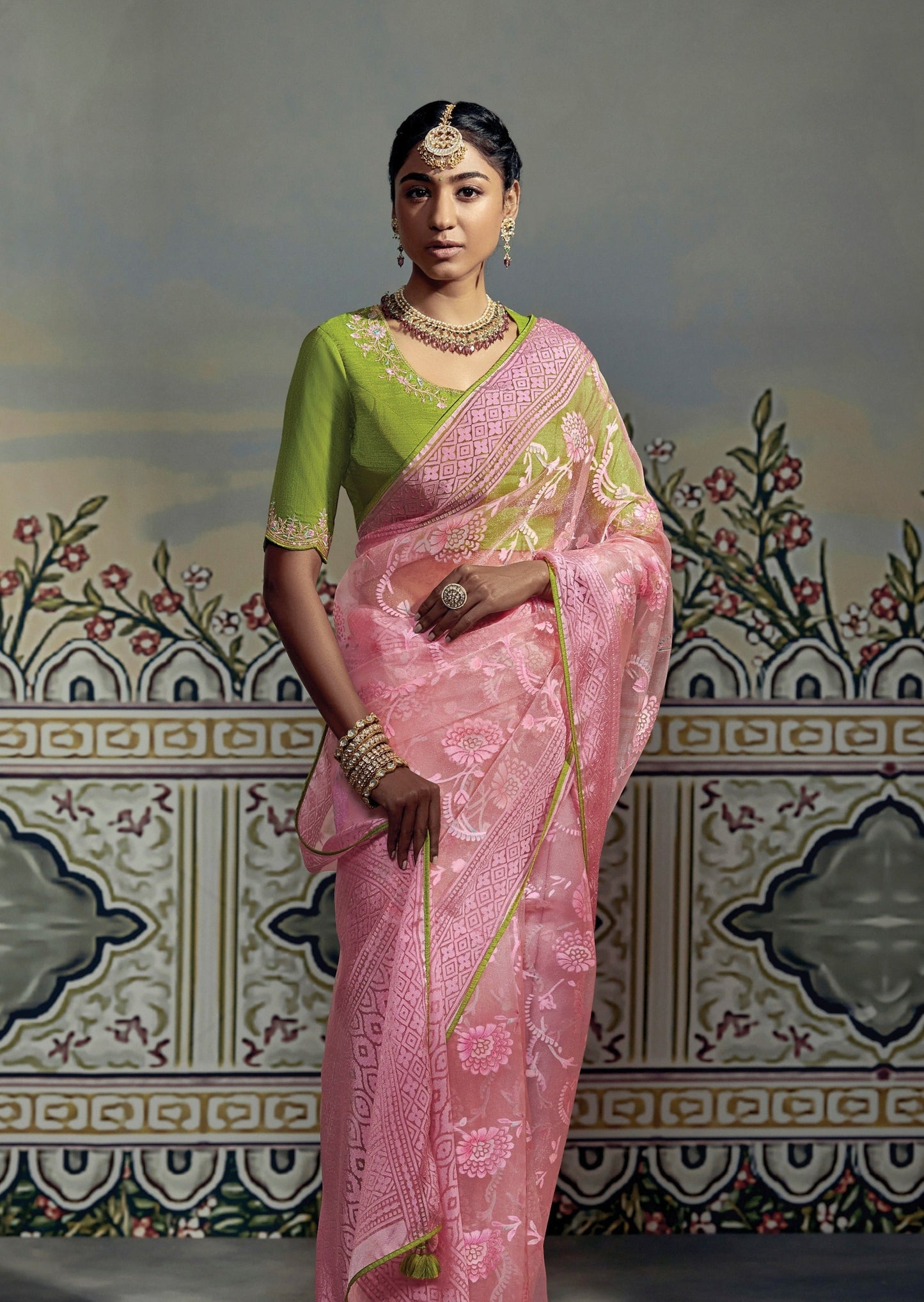 Soft Brasso Blush Pink Saree