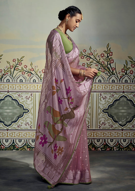 Soft Brasso Blossom Pink Saree