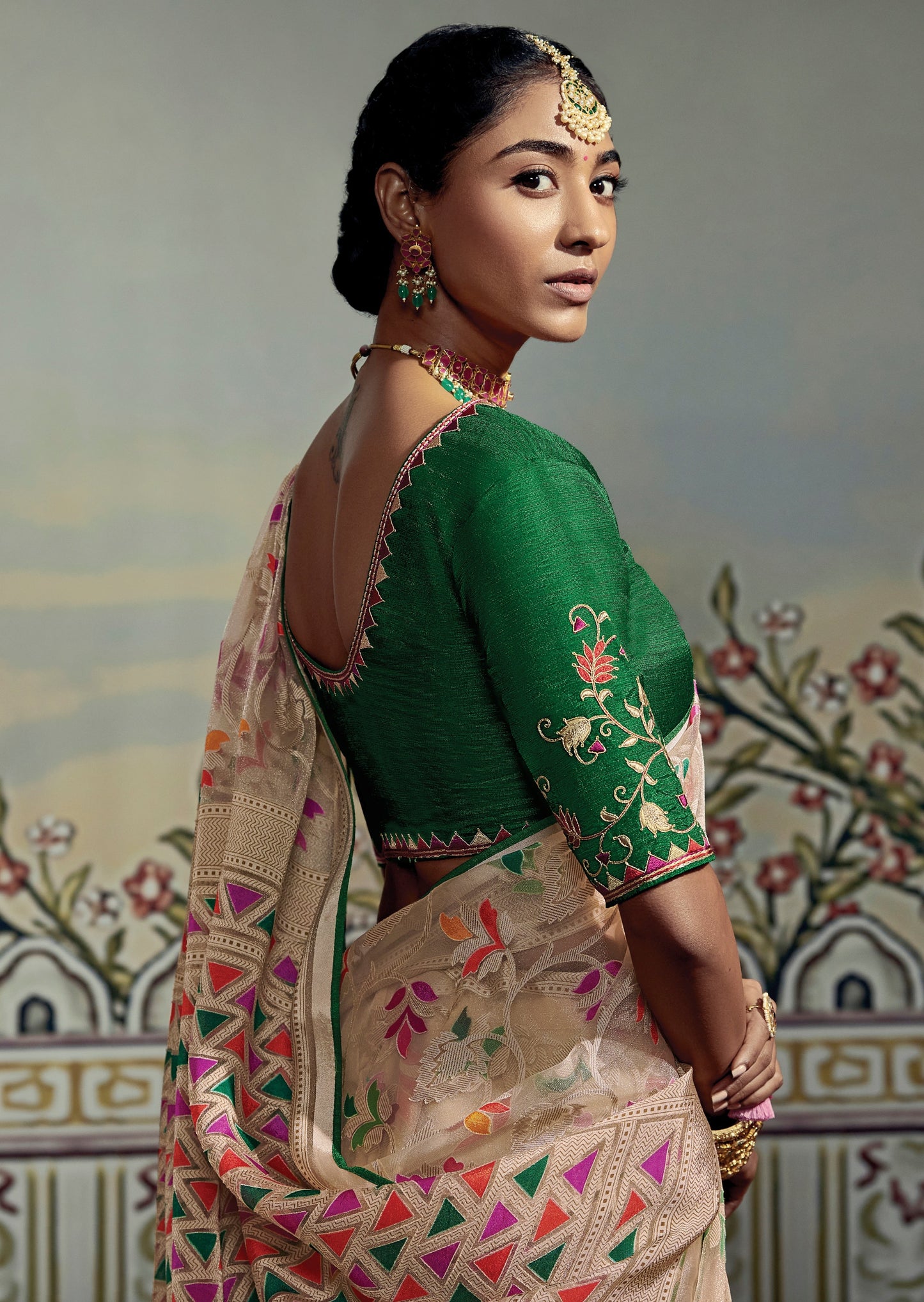 Soft Brasso Cream Saree