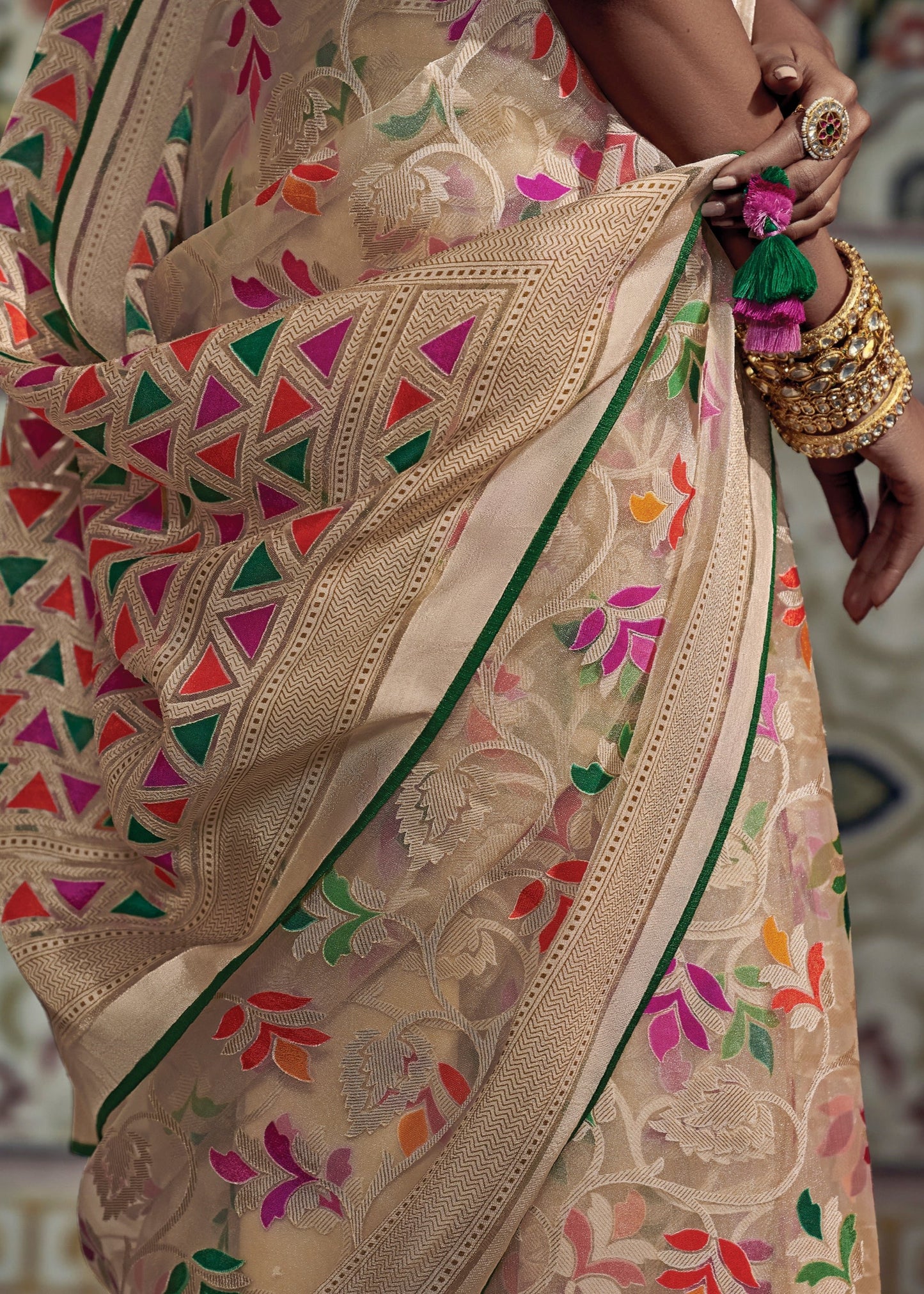 Soft Brasso Cream Saree