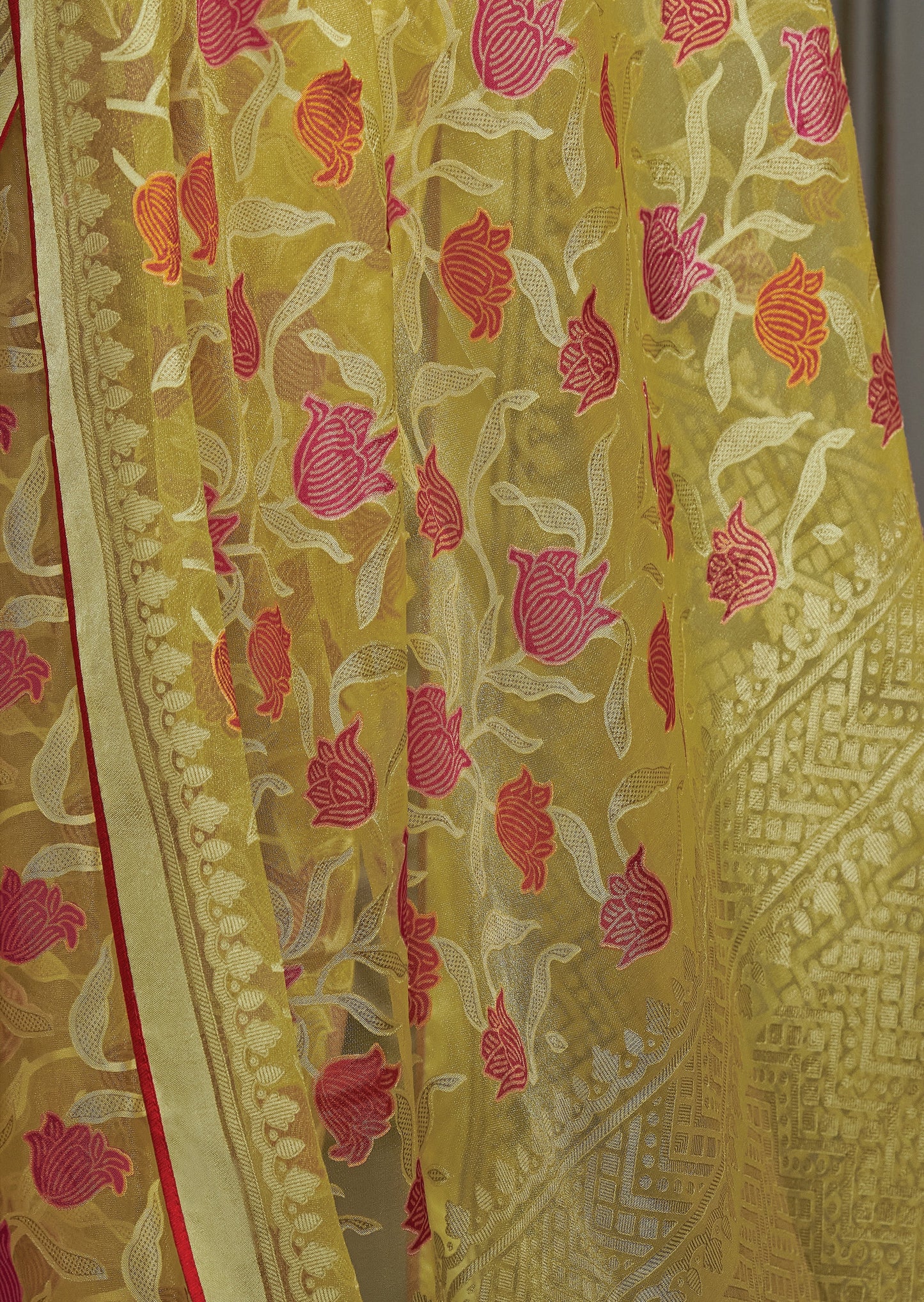 Yellow Soft Brasso Saree