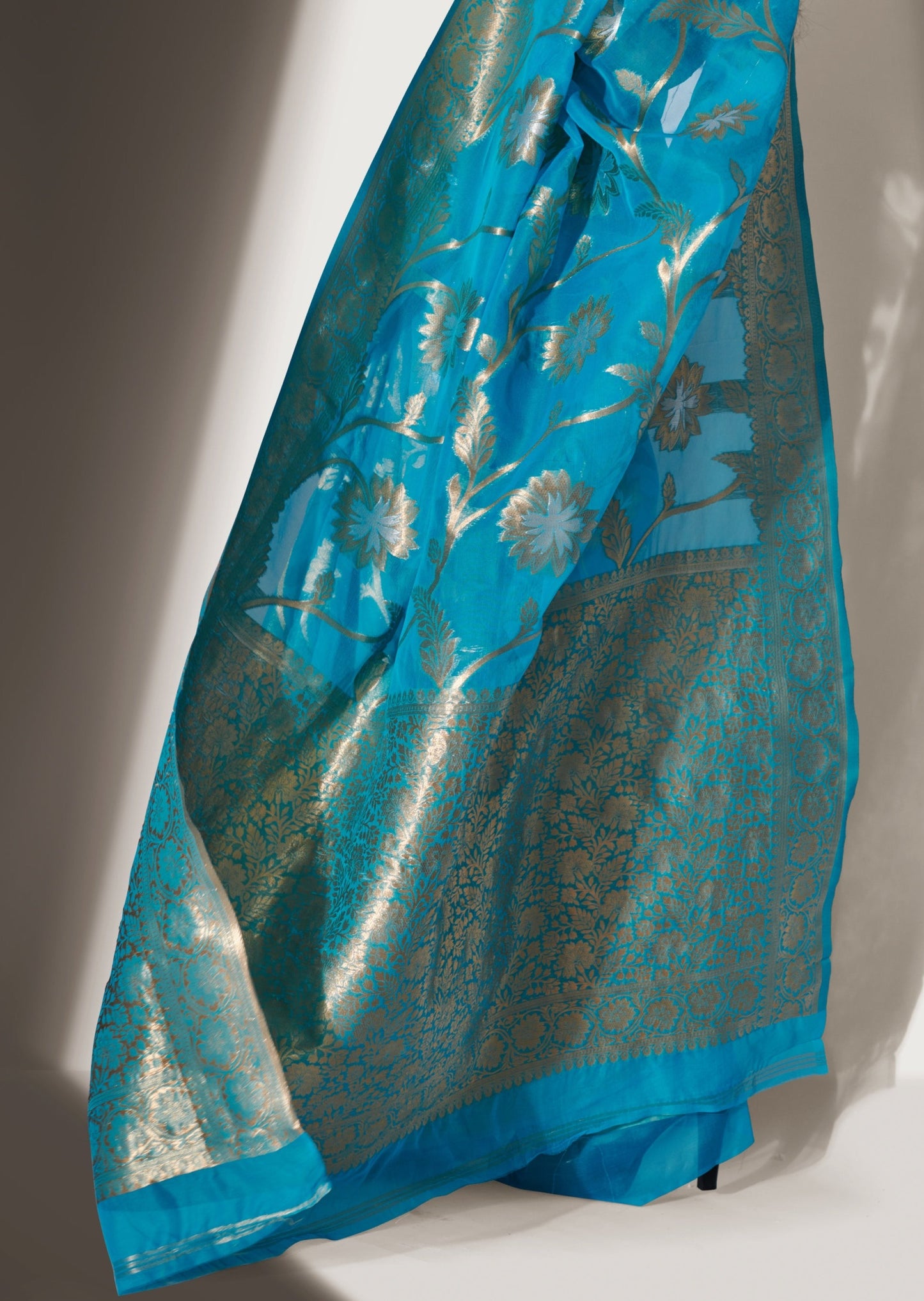 Marathi Actress Neha Khan in Pure Handloom Banarasi Organza Blue Saree