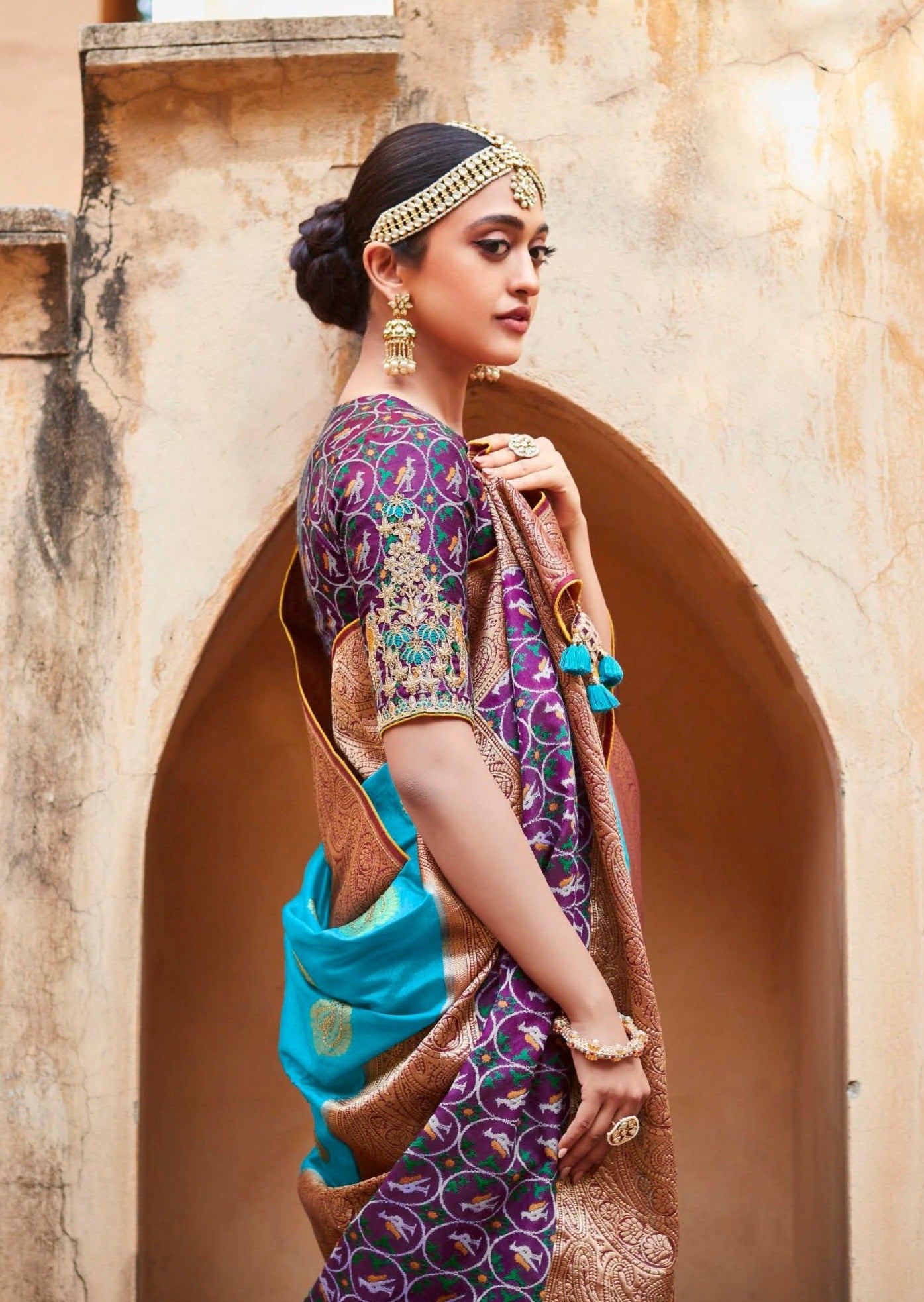 Banarasi Patola Silk Turquoise Blue Saree