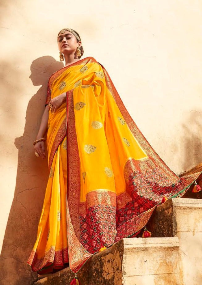 Banarasi Patola Silk Yellow Handloom Saree