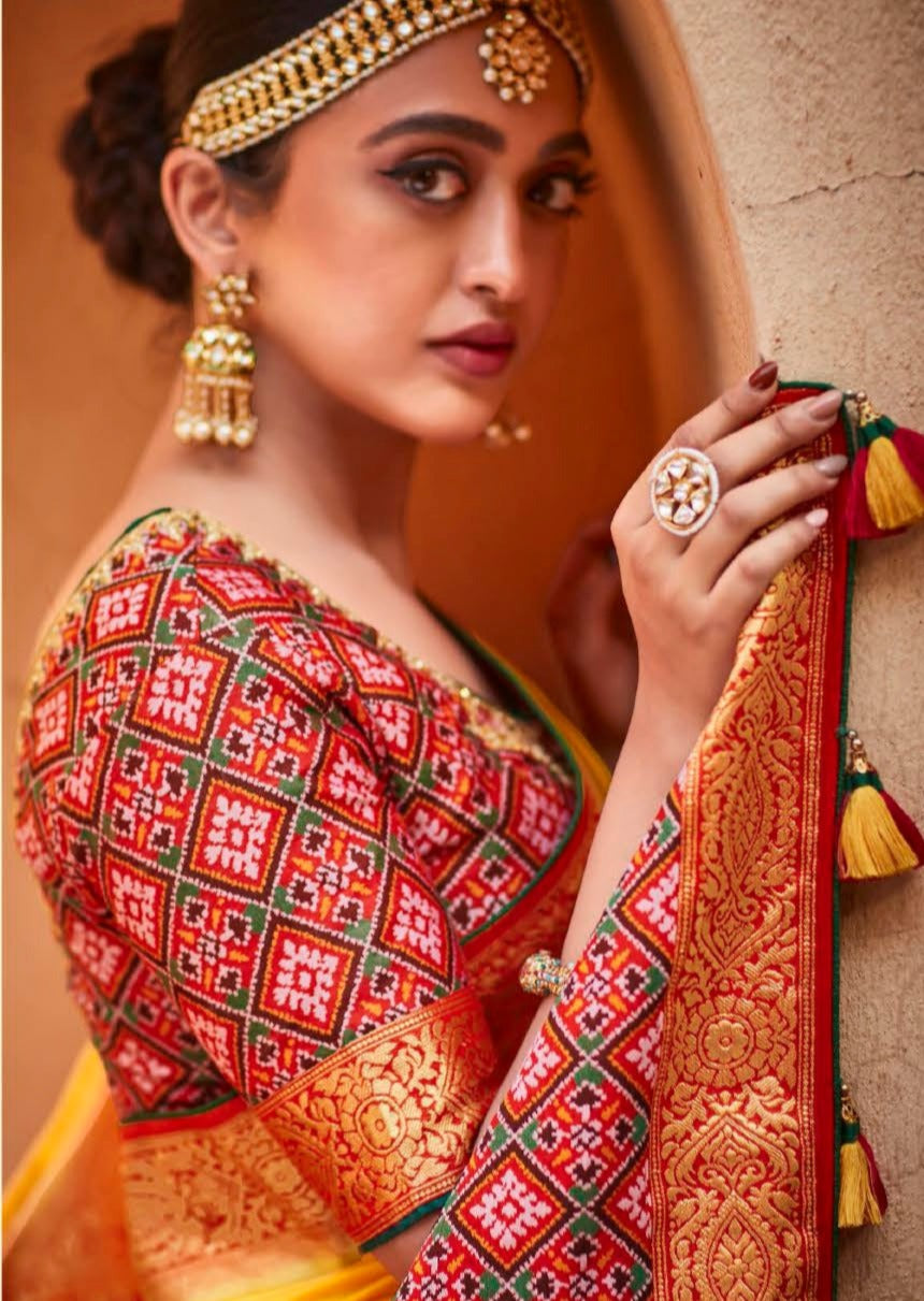 Banarasi Patola Silk Yellow Handloom Saree