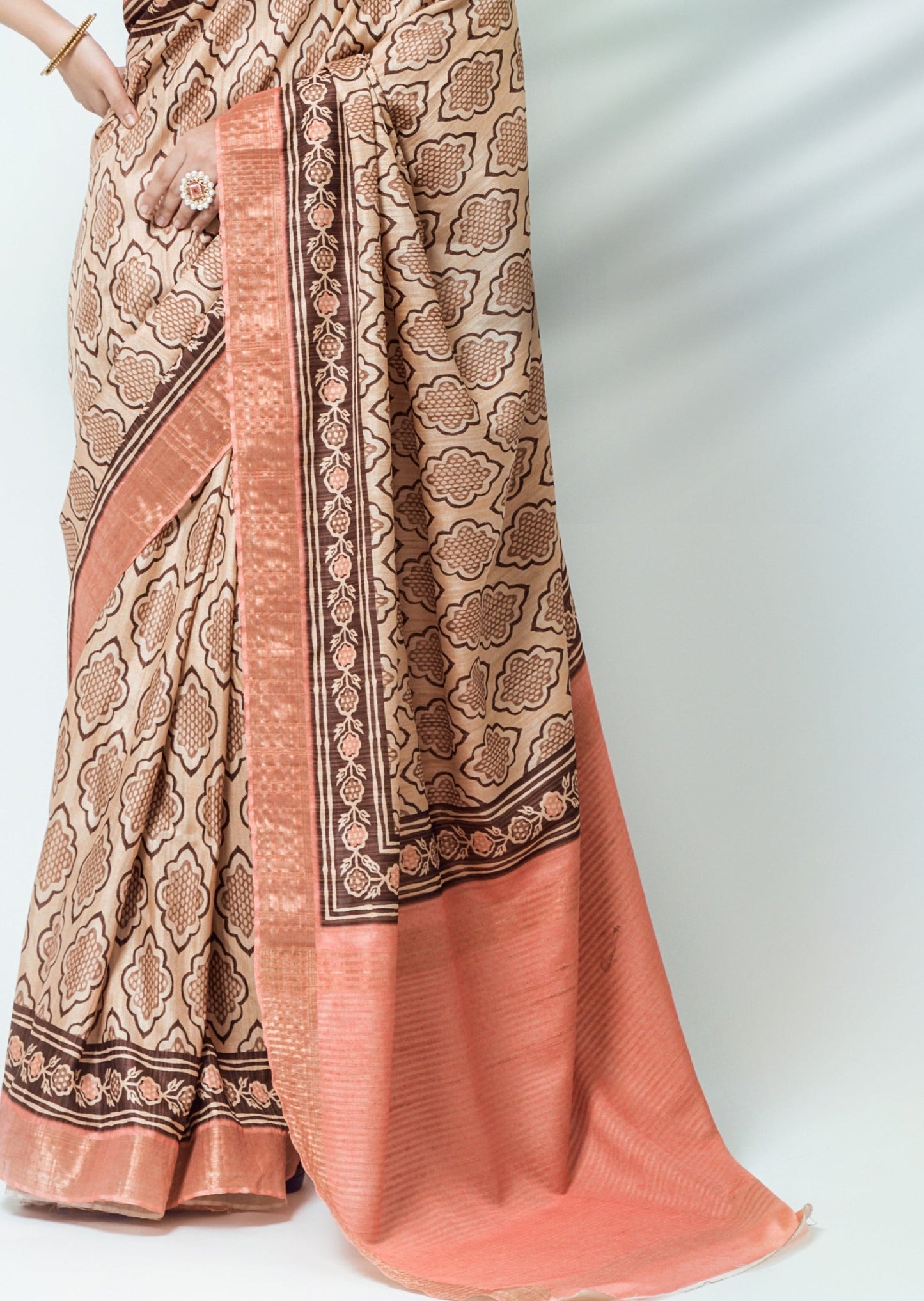 Ajrakh Handblock Print Kota Silk Saree