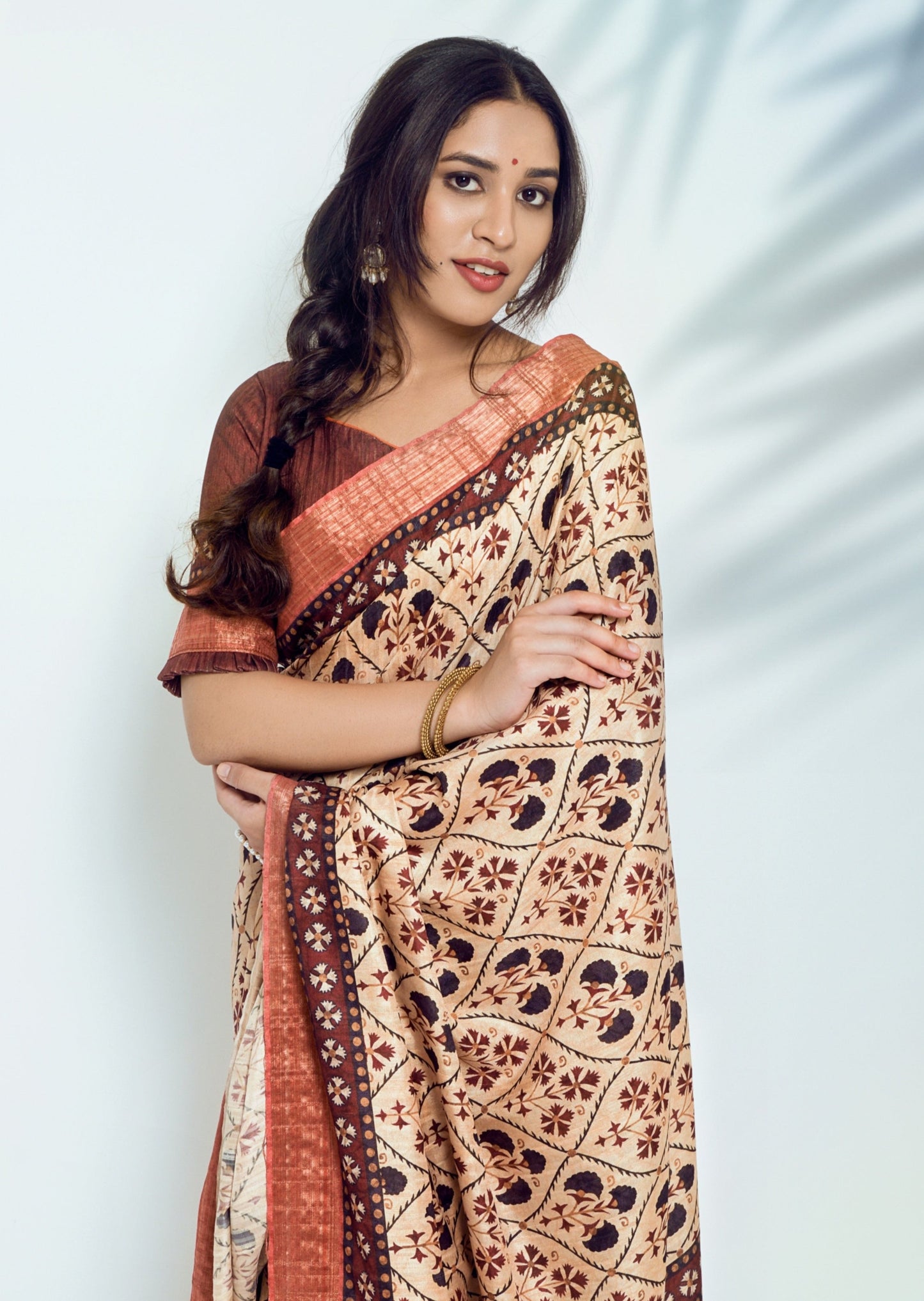 Ajrakh saree Handblock