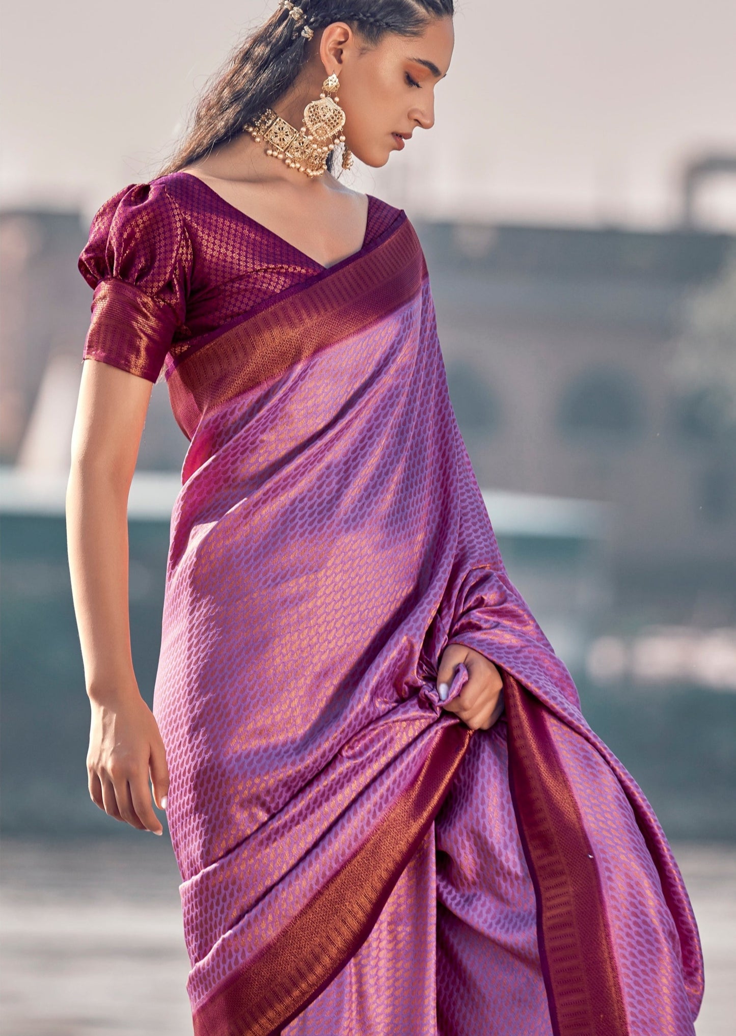 Pink Kanchipuram Pattu Silk Saree