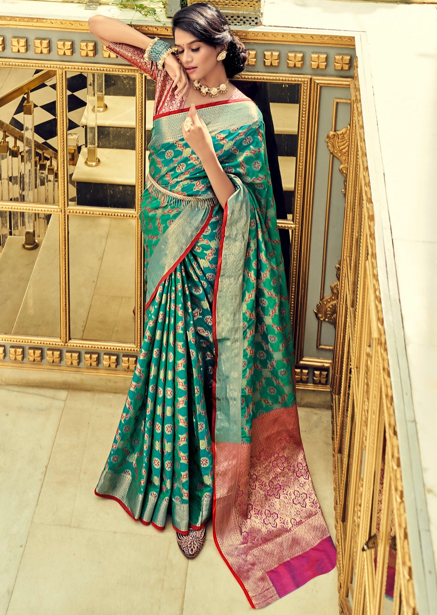 Banarasi Patola Silk Green Bridal Saree