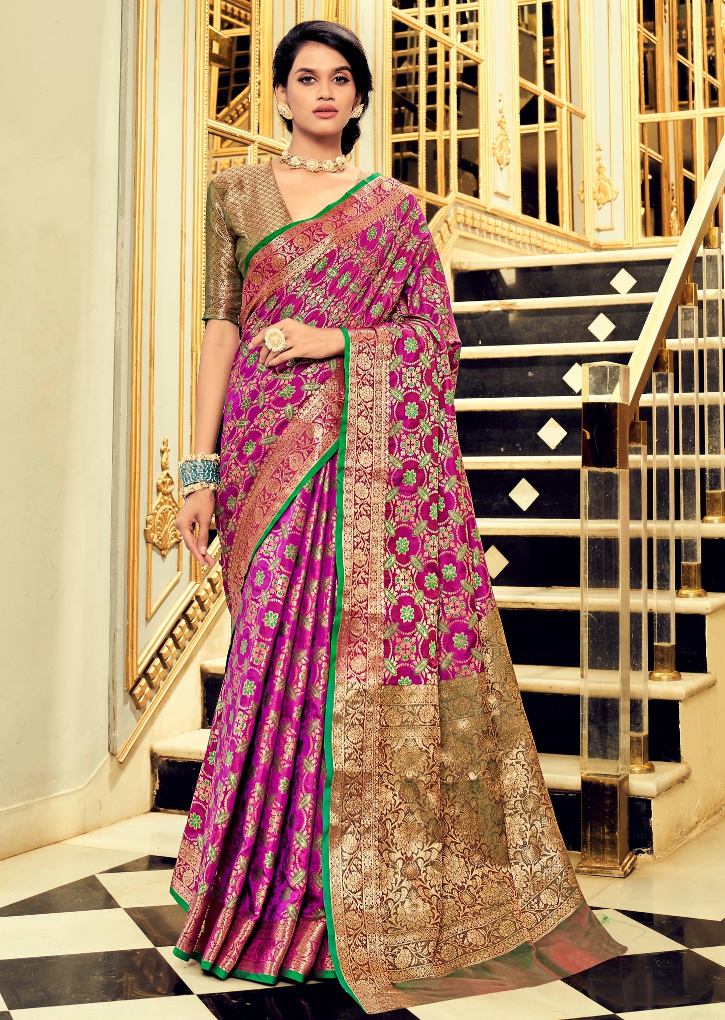 Banarasi Patola Silk Magenta Pink Bridal Saree