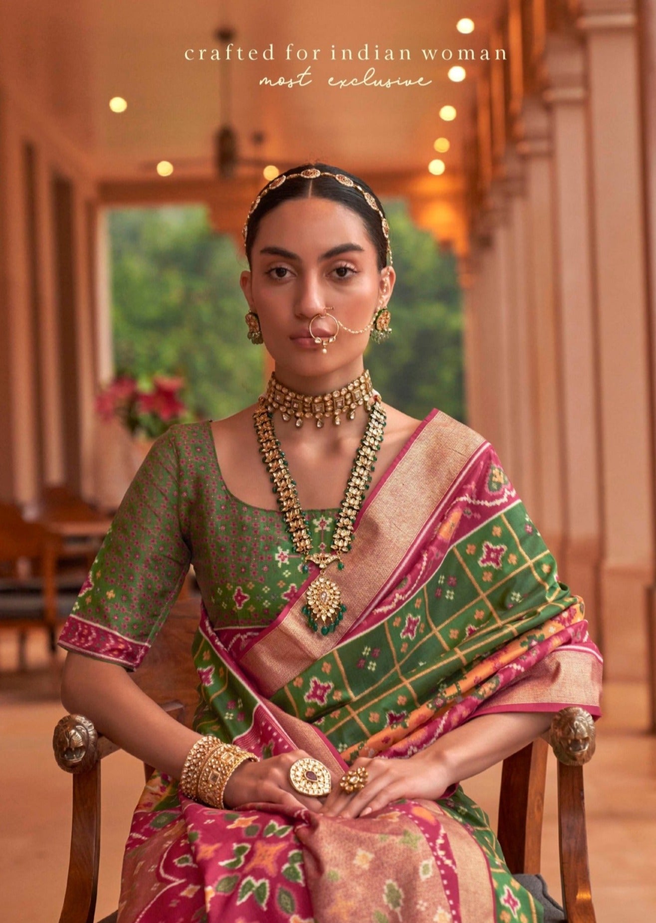 Green Ikat Patola Saree