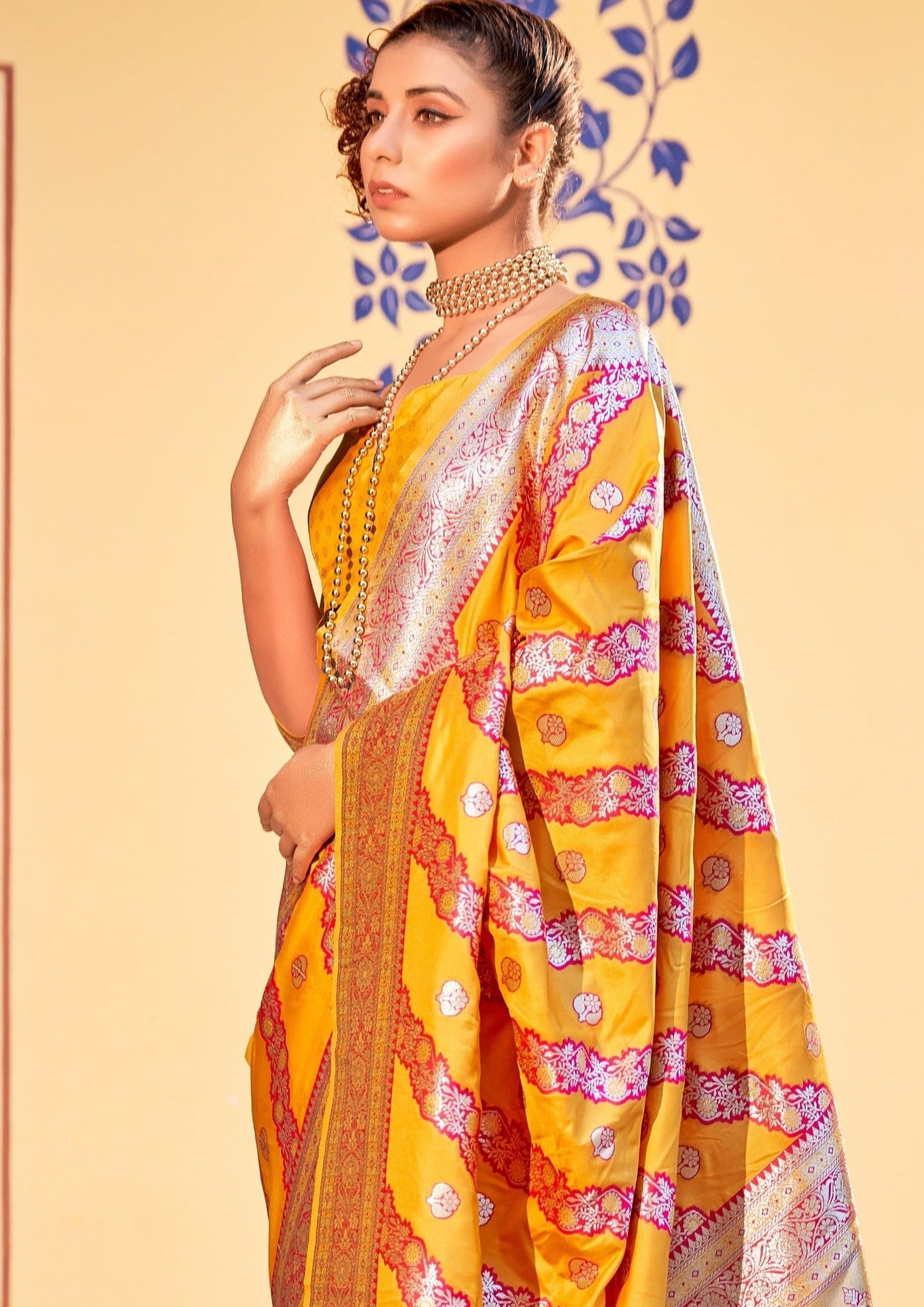 Haldi ceremony saree look for bride online shopping india.