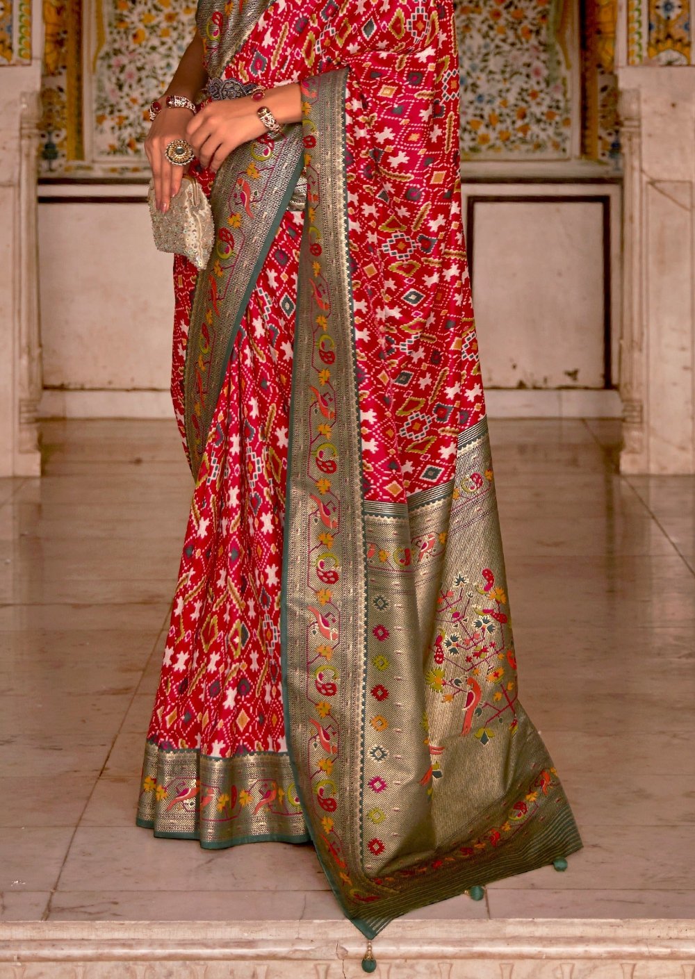 Paithani patola silk fusion handloom saree usa online shopping from India.