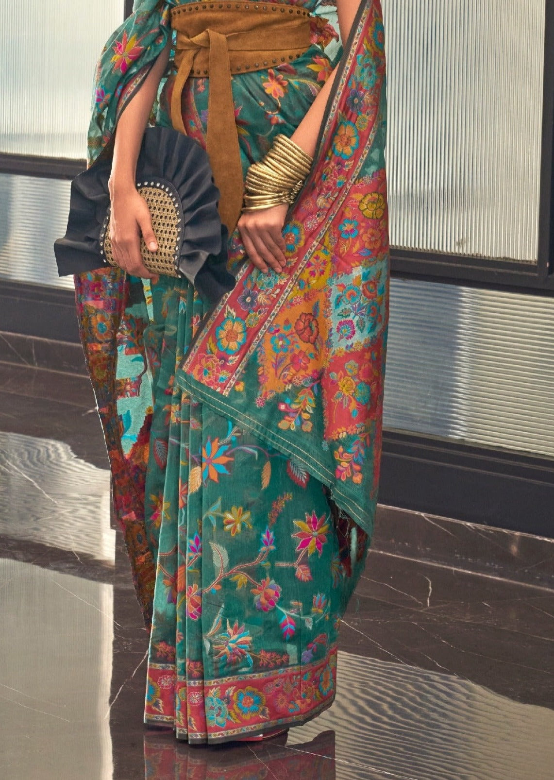 Pashmina saree pallu designs online shopping in original kashmiri silk.