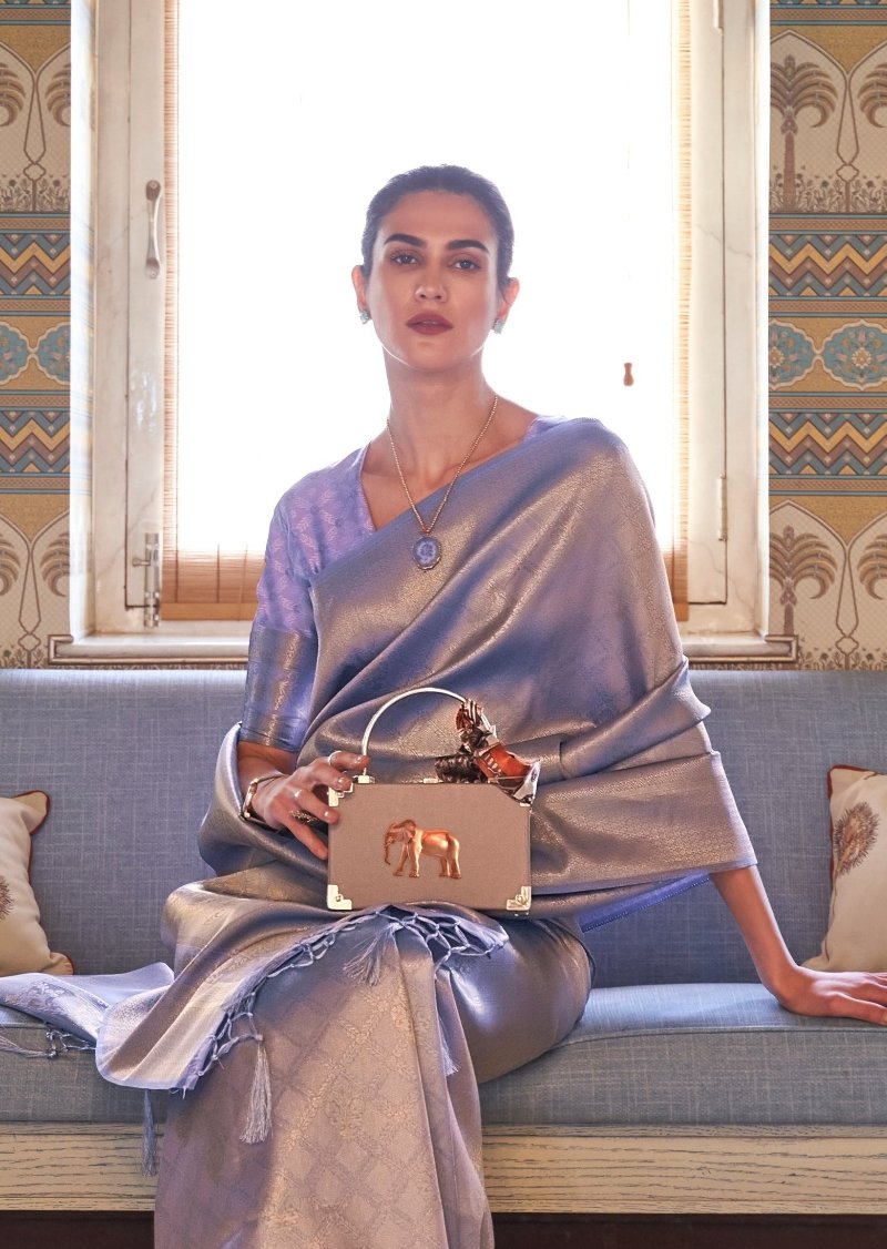 Pastel kanjivaram silk sarees bridal design online usa india uk in purple color.