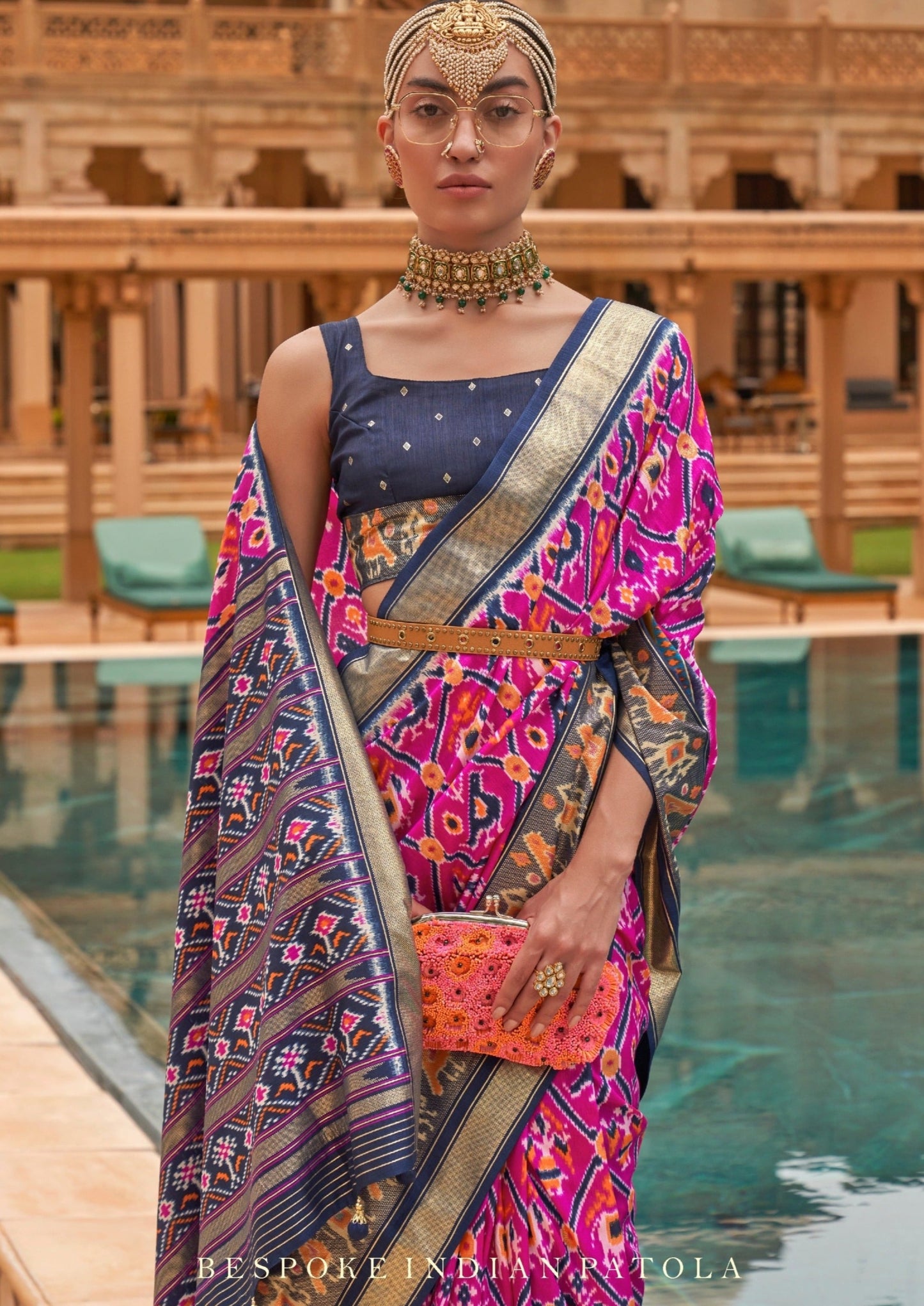 Pink double ikkat patola saree online price.