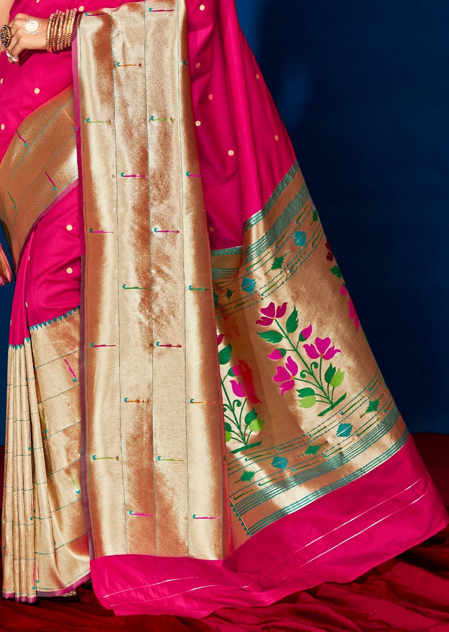 Pure Paithani Silk Pink Bridal Saree
