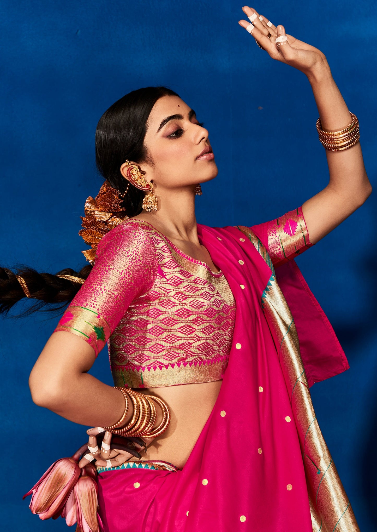 Pure Paithani Silk Pink Bridal Saree
