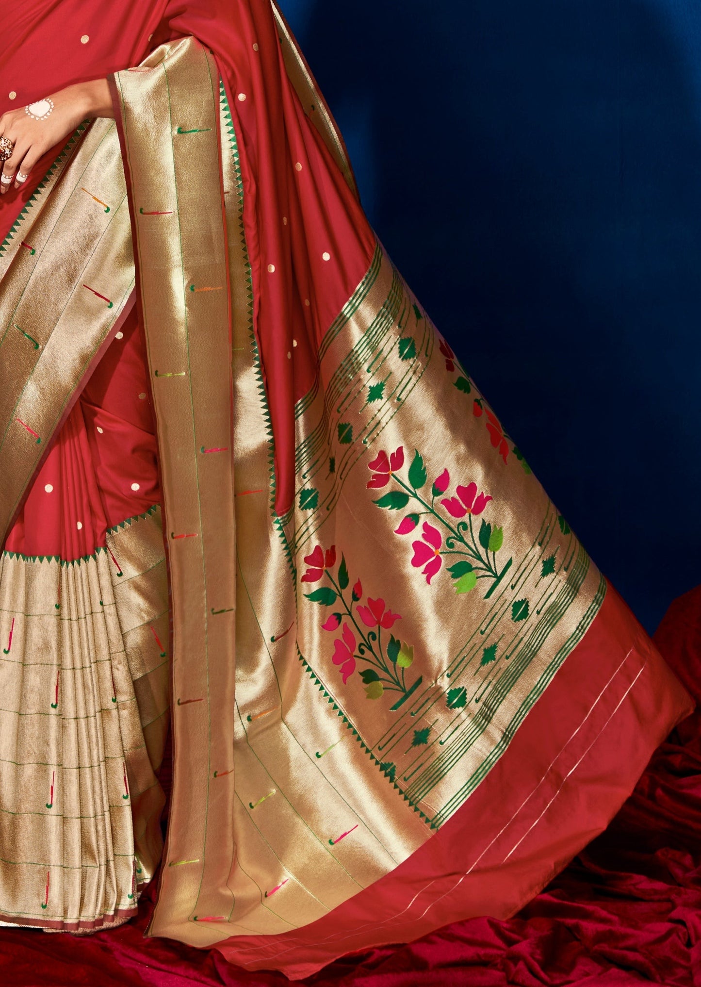 Pure Paithani Silk Red Bridal Handloom Saree