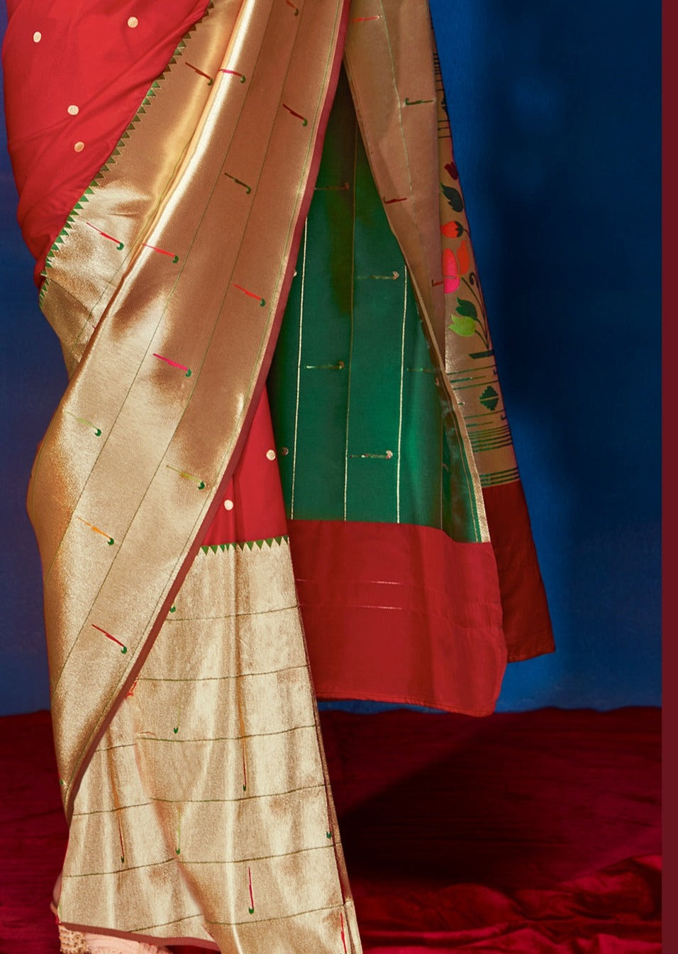 Pure Paithani Silk Red Bridal Handloom Saree
