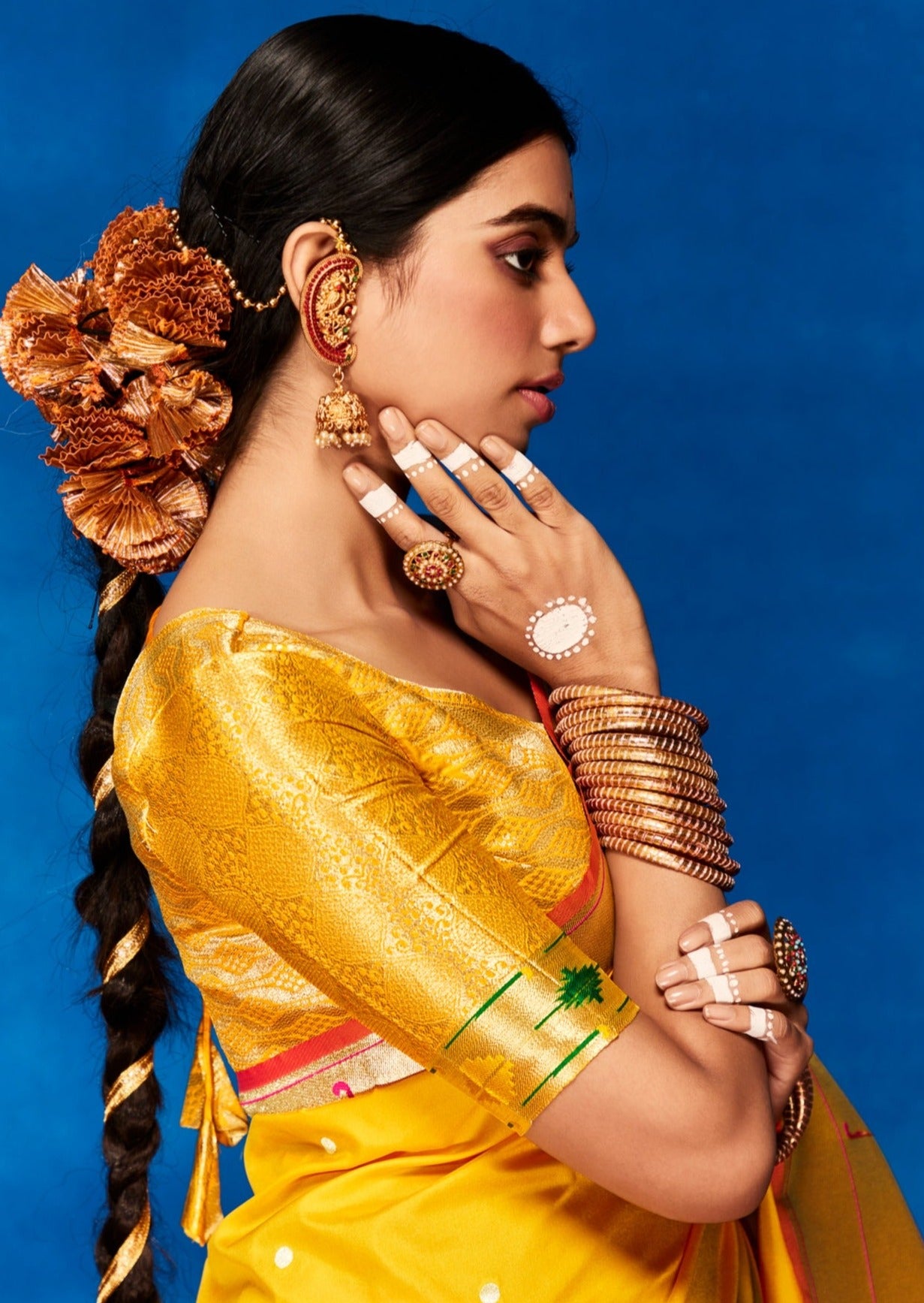 Yellow Paithani Silk Saree
