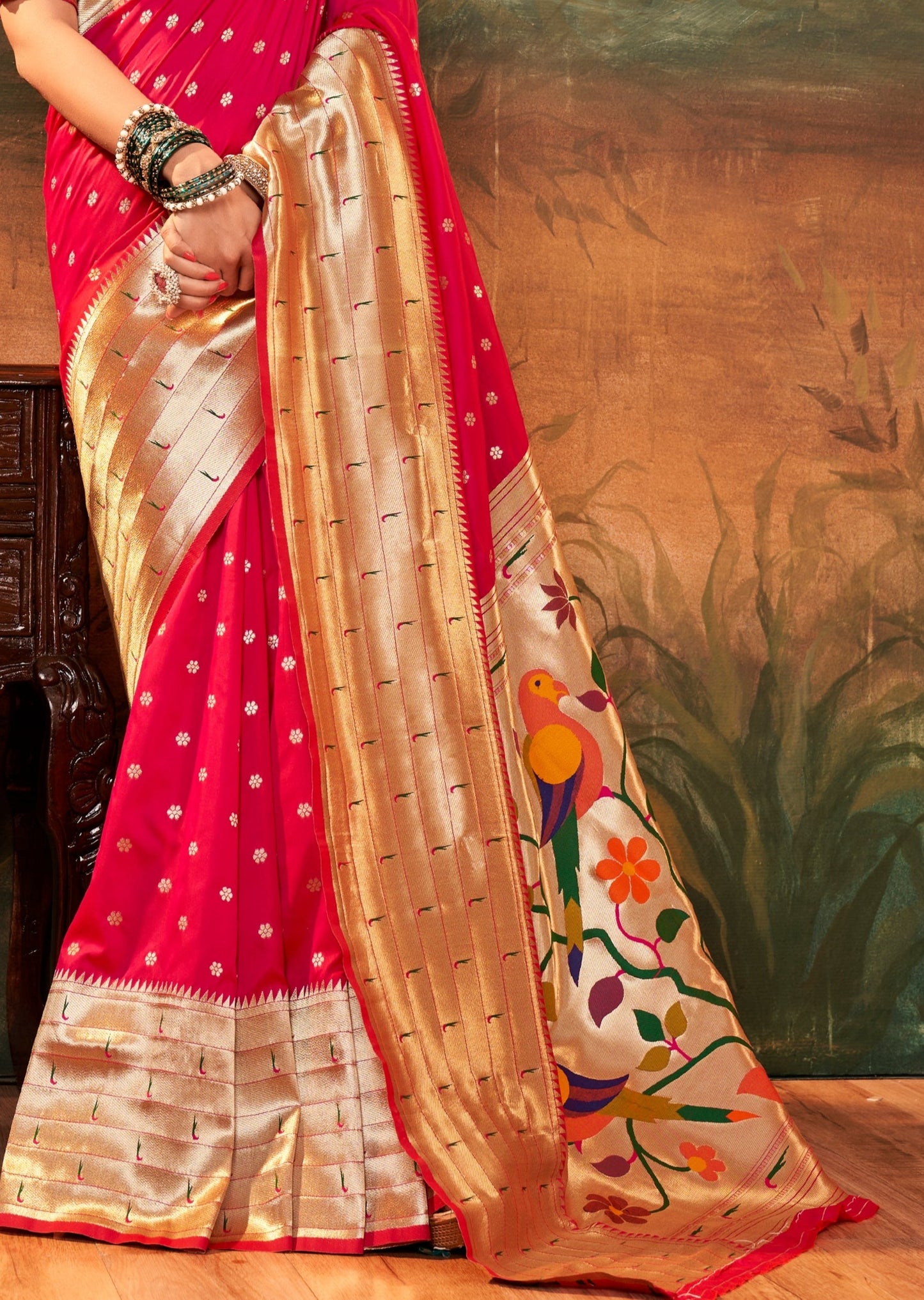 Red Paithani Saree pallu