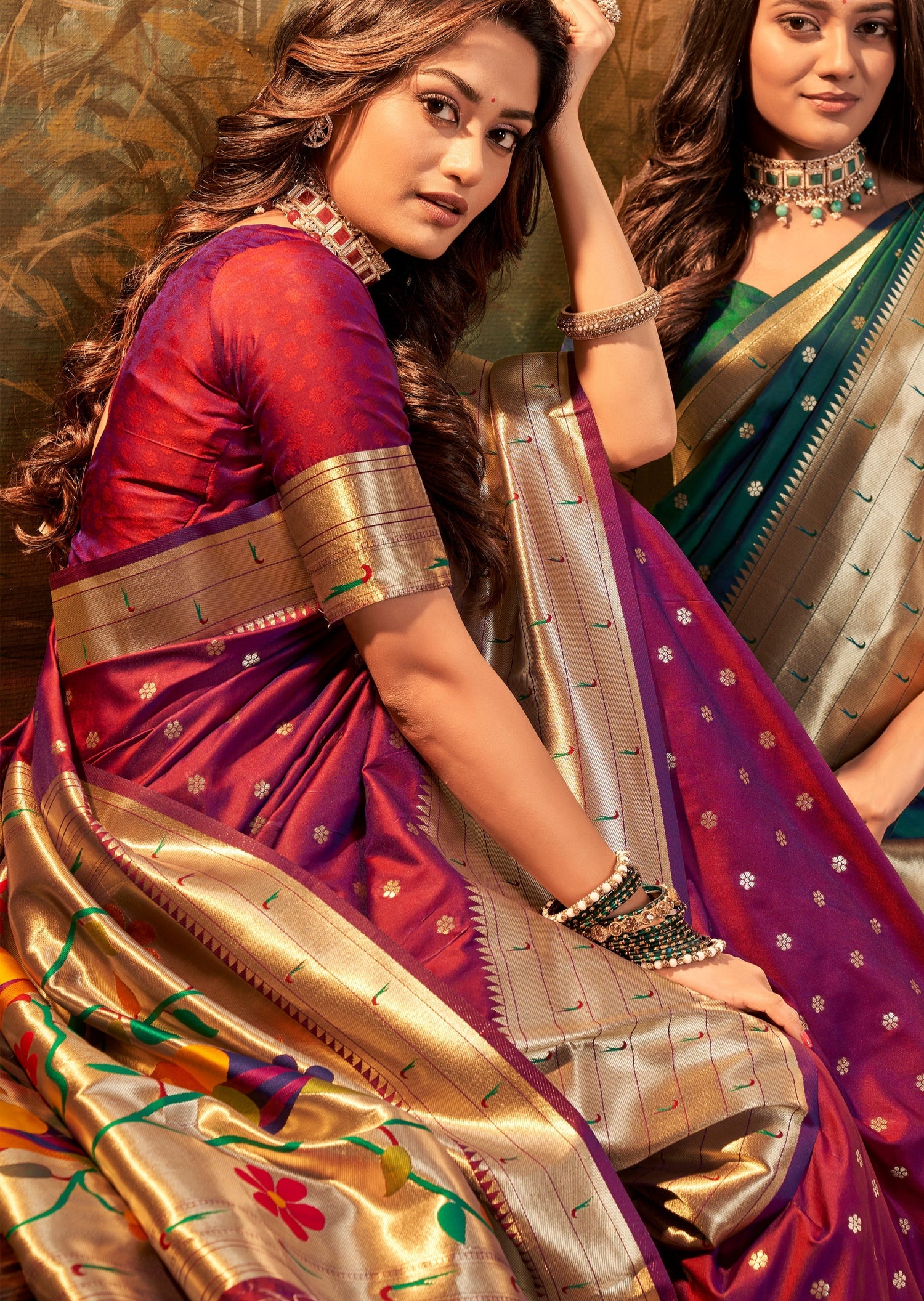 Woman in wedding Paithani silk saree
