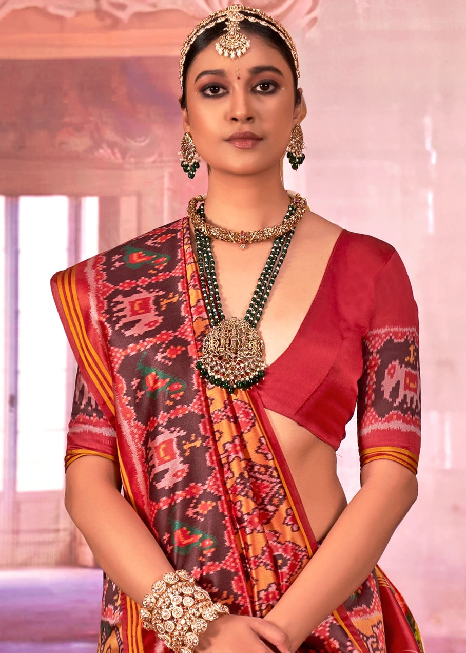 Designer Yellow and Red Patola Silk Saree