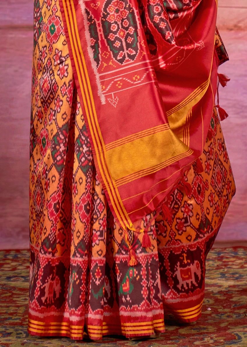Designer Yellow and Red Patola Silk Saree