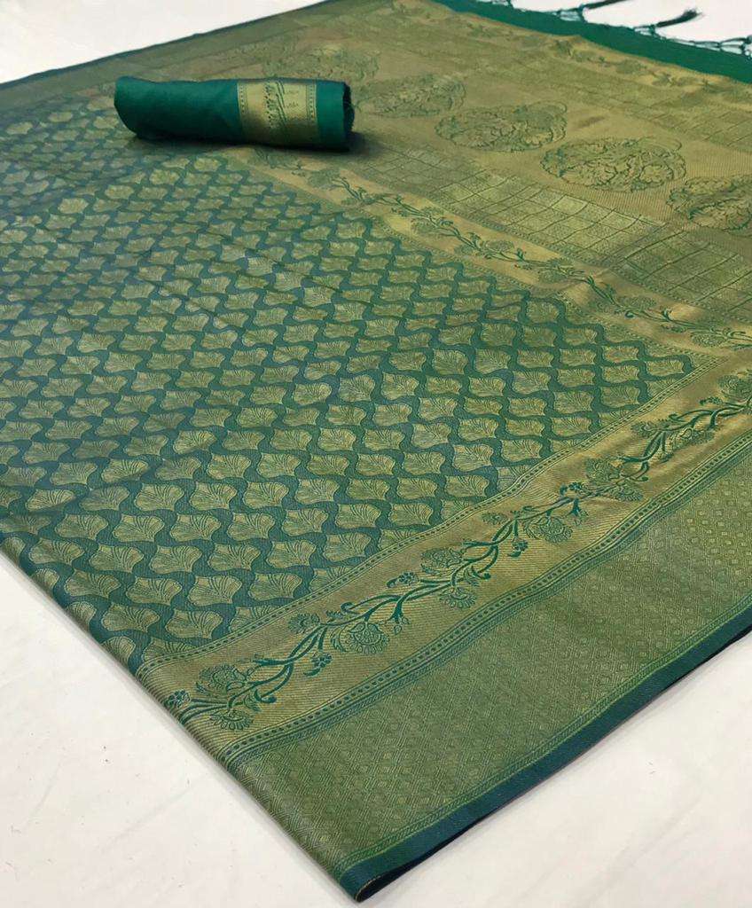 Handloom Kanjivaram Silk Emerald Green Saree