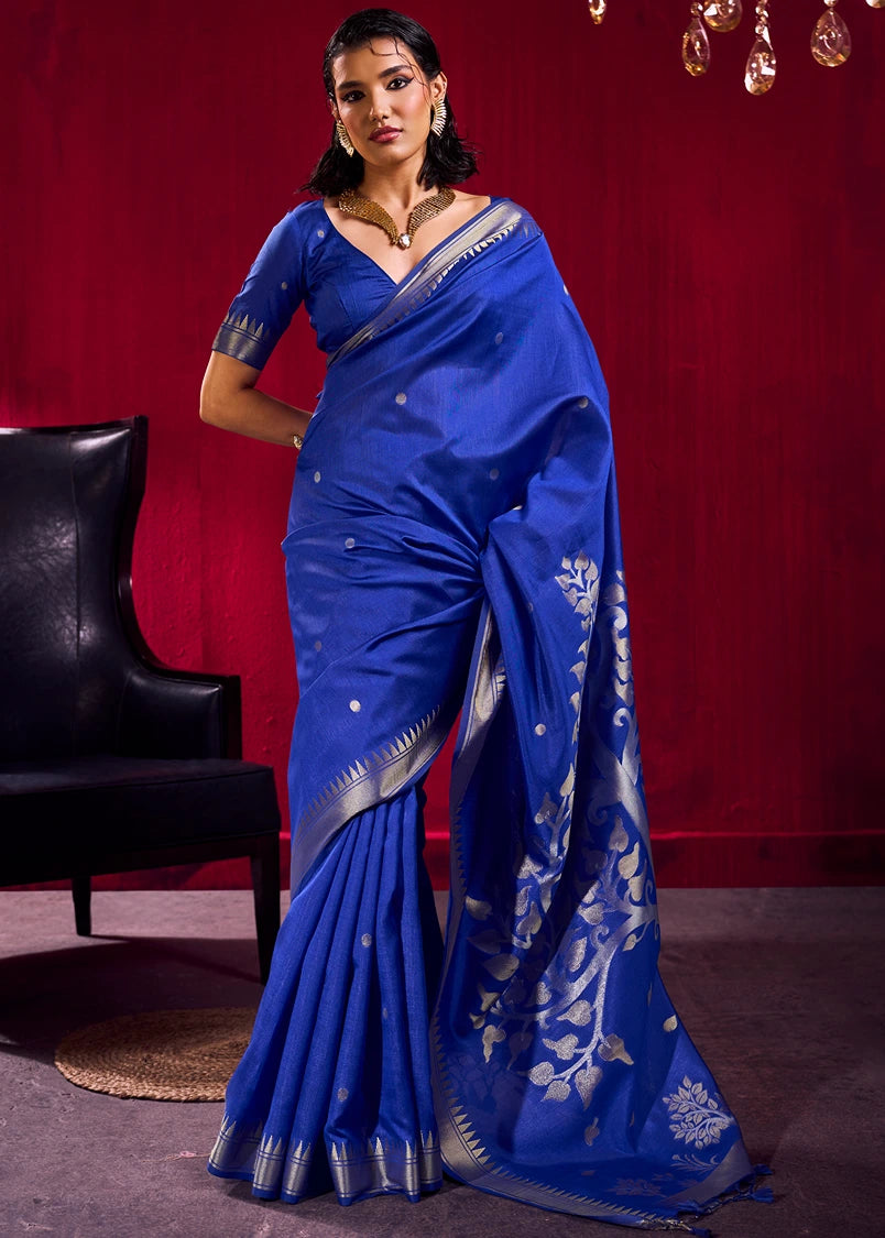 Soft Banarasi Silk Royal Blue Zari Weaving Saree