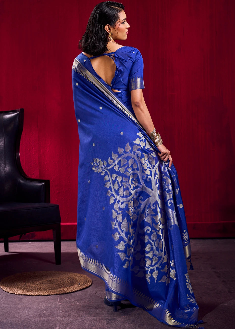 Soft Banarasi Silk Royal Blue Zari Weaving Saree