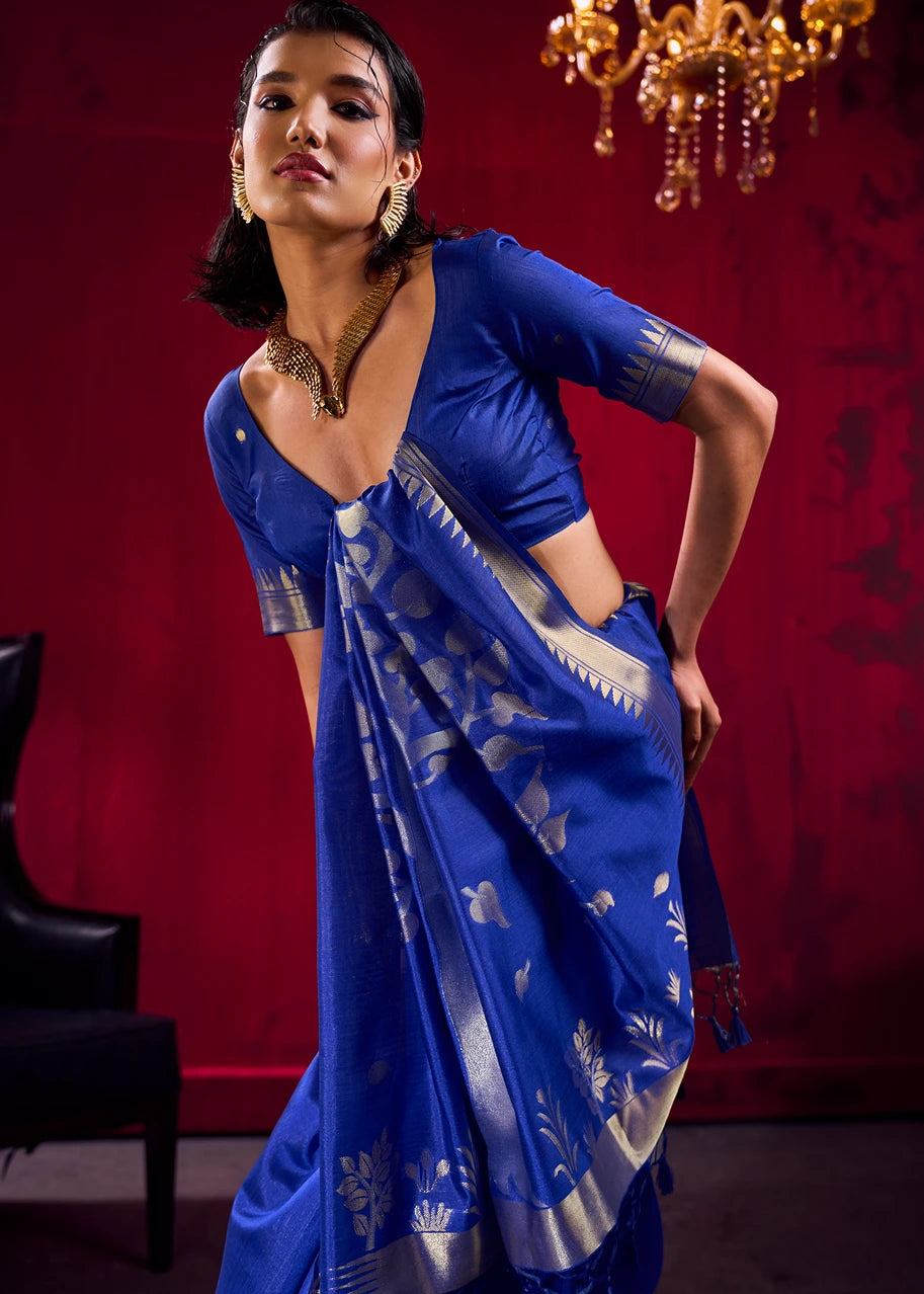 Soft Banarasi Silk Royal Blue Zari Weaving Saree