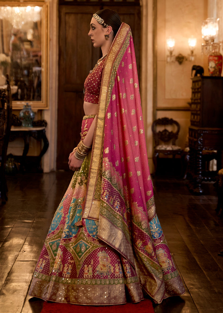 Magenta Pink & Turquoise Blue Lehenga Choli