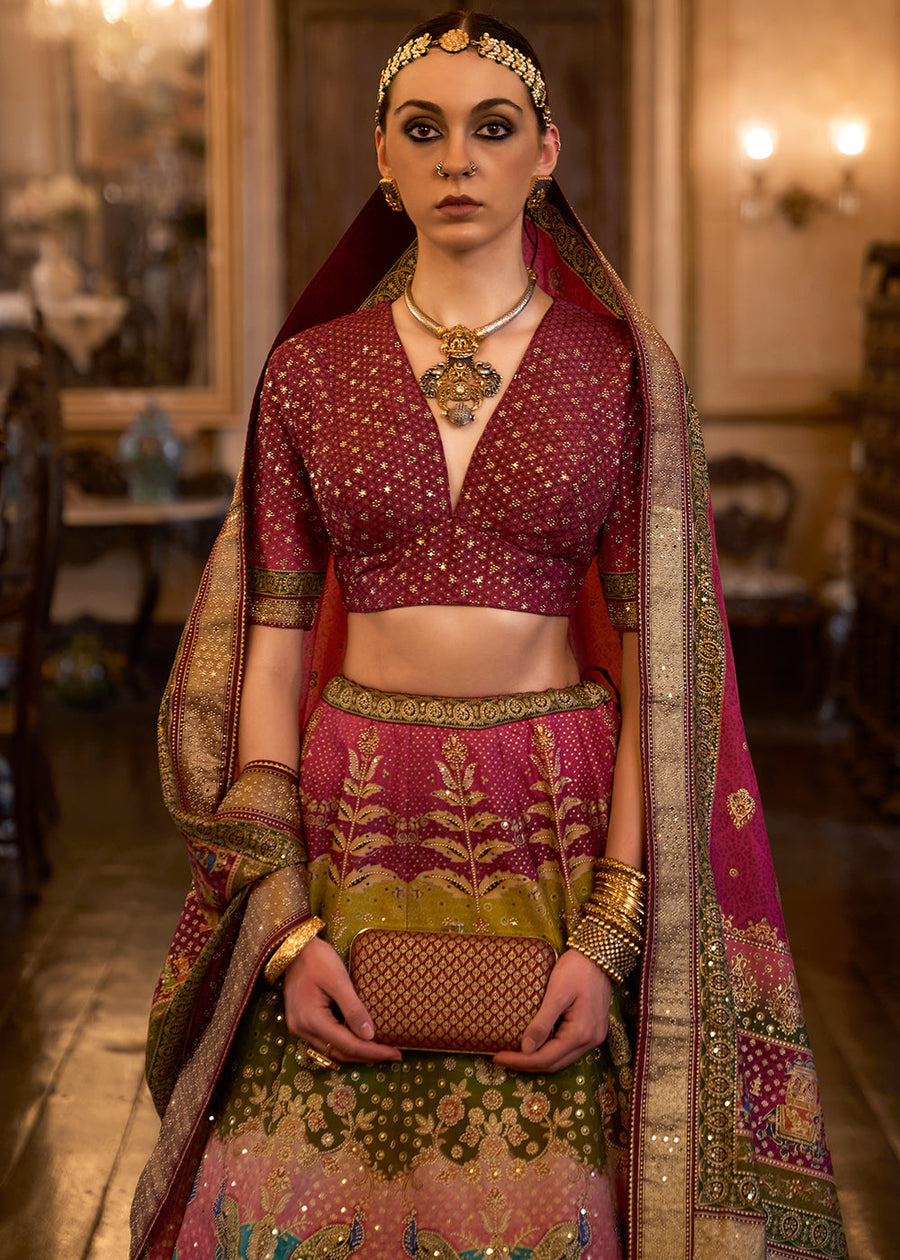 Magenta Pink & Turquoise Blue Lehenga Choli