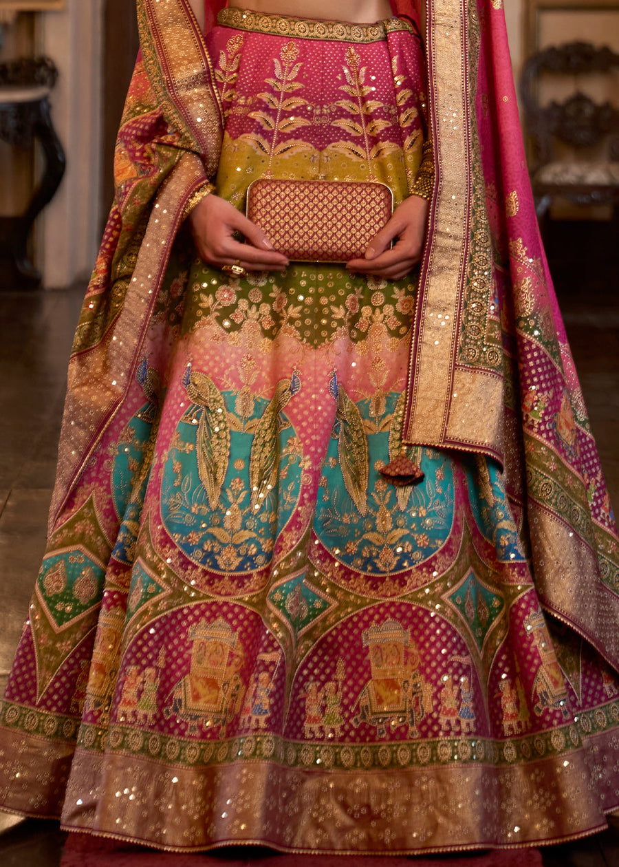 Magenta Pink & Turquoise Blue Lehenga Choli