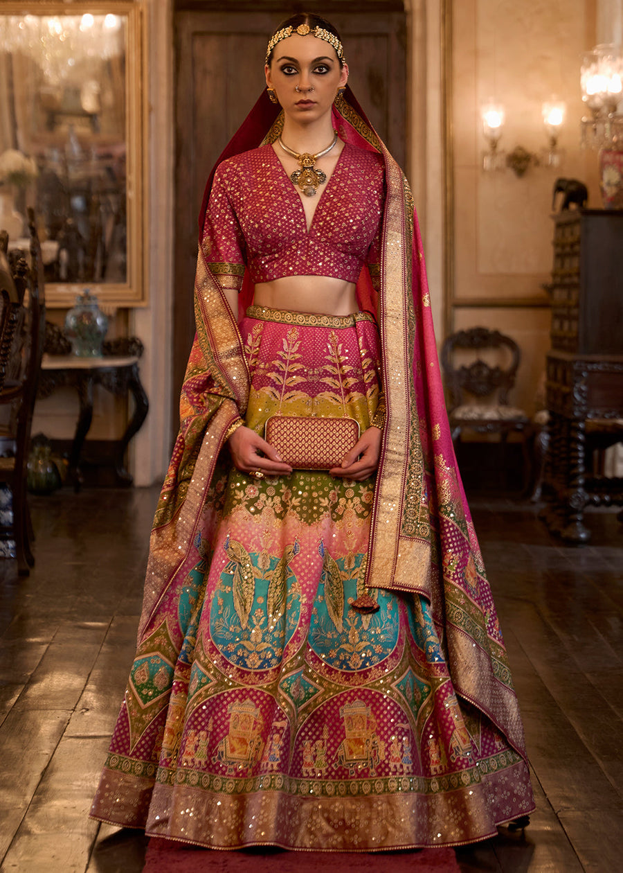 Magenta Pink & Turquoise Blue Lehenga Choli