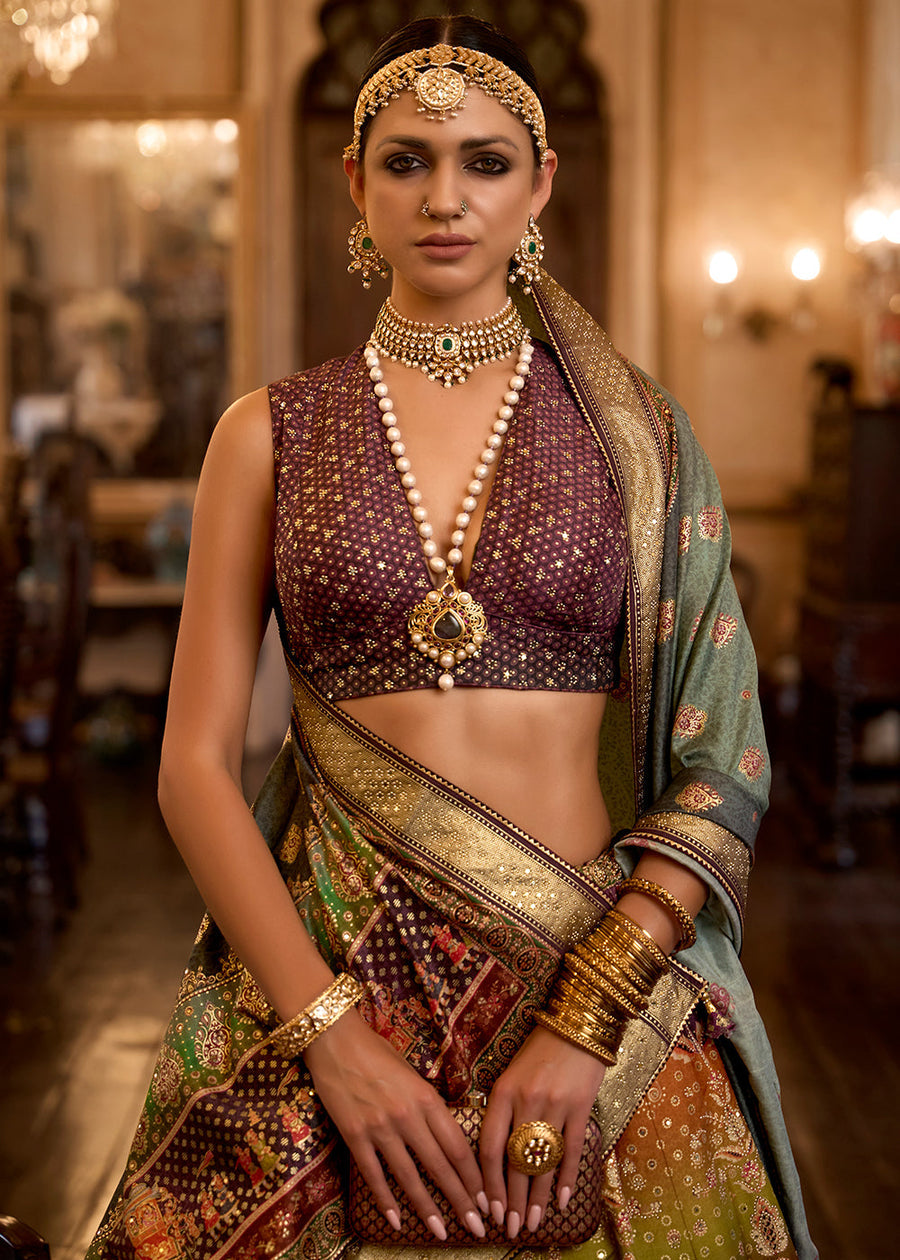 Violet Purple & Light Pink Ombre Lehenga Choli
