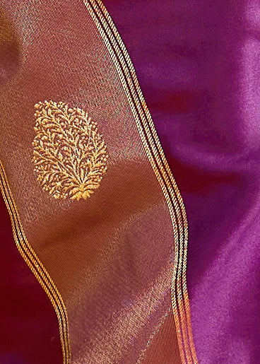 Magenta Pink Tissue Satin Silk Zari Weaving Handloom Saree