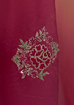 Crushed Organza Tissue Silk Rani Pink & Cream Embroidered Saree