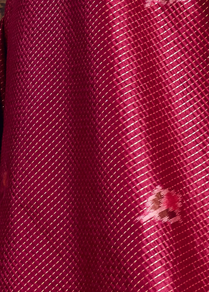 Handloom Weaving Silk Cherry Red Patola Saree with Zari Work