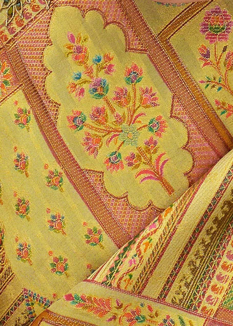 Light Mehendi Green Multicolor Zari Silk Embroidered Bridal Saree