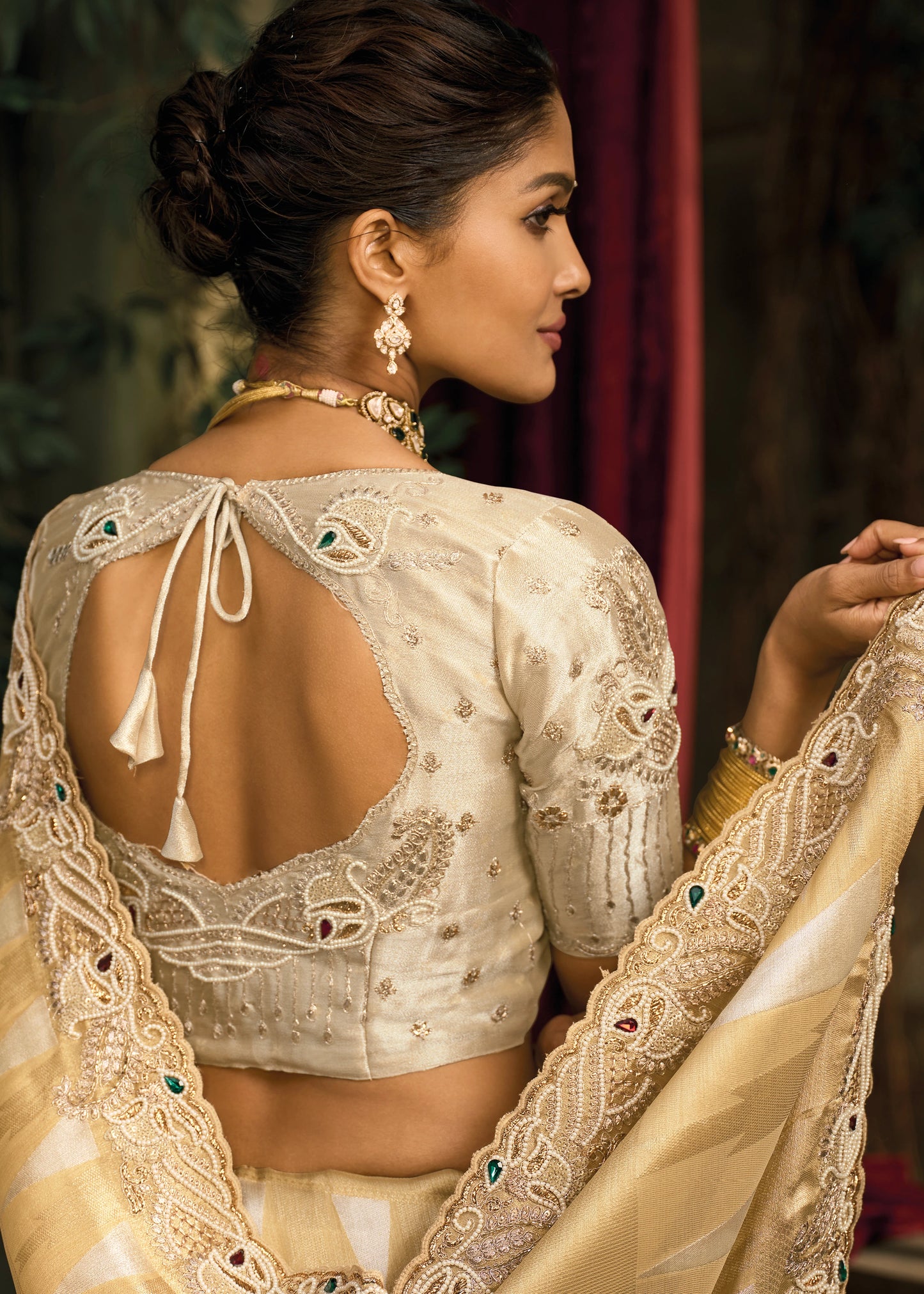 Golden Kanjivaram Silk Embroidered Bridal Saree