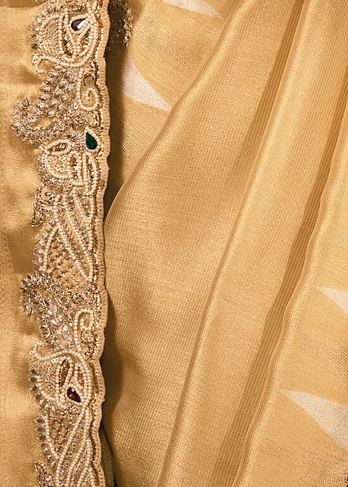 Golden Kanjivaram Silk Embroidered Bridal Saree