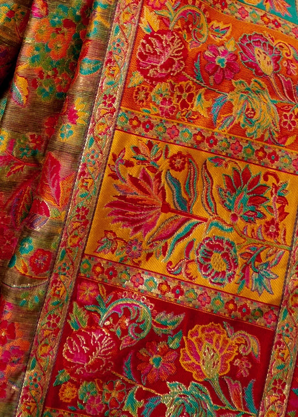 Pure Kashmiri Silk Handloom Weaving Beige Saree